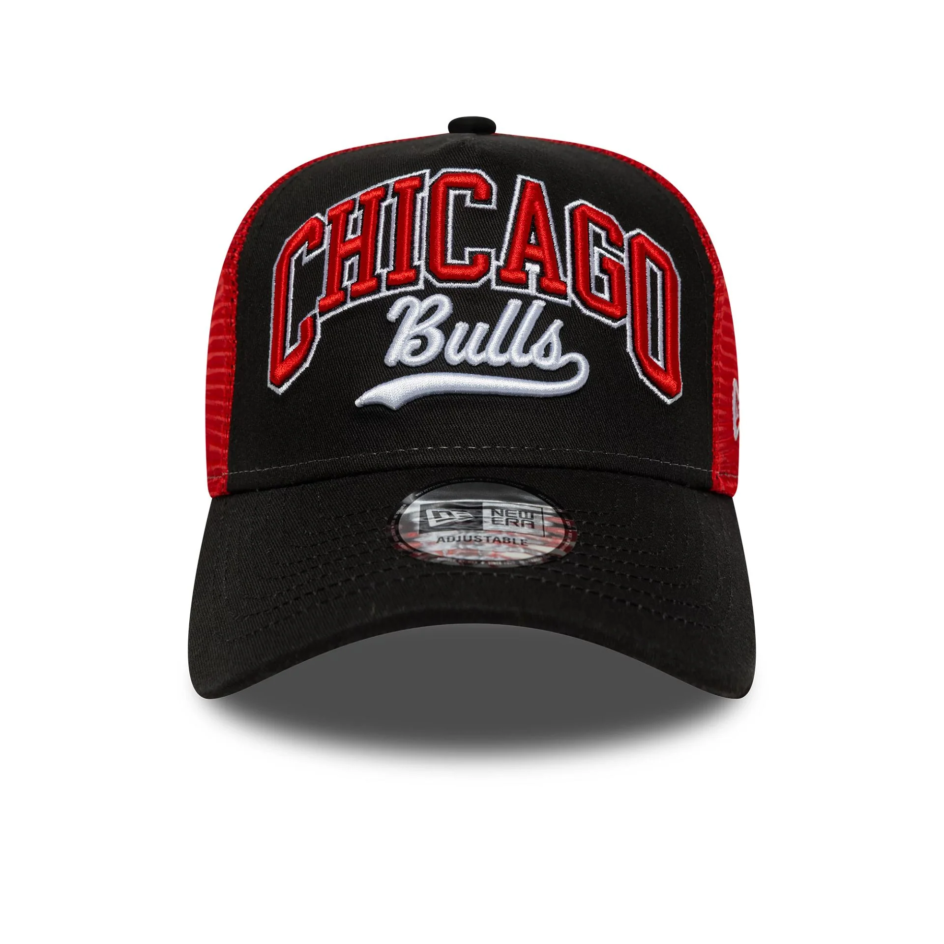 Chicago Bulls NBA Script Black 9FORTY E-Frame Trucker Adjustable Cap - Image 2