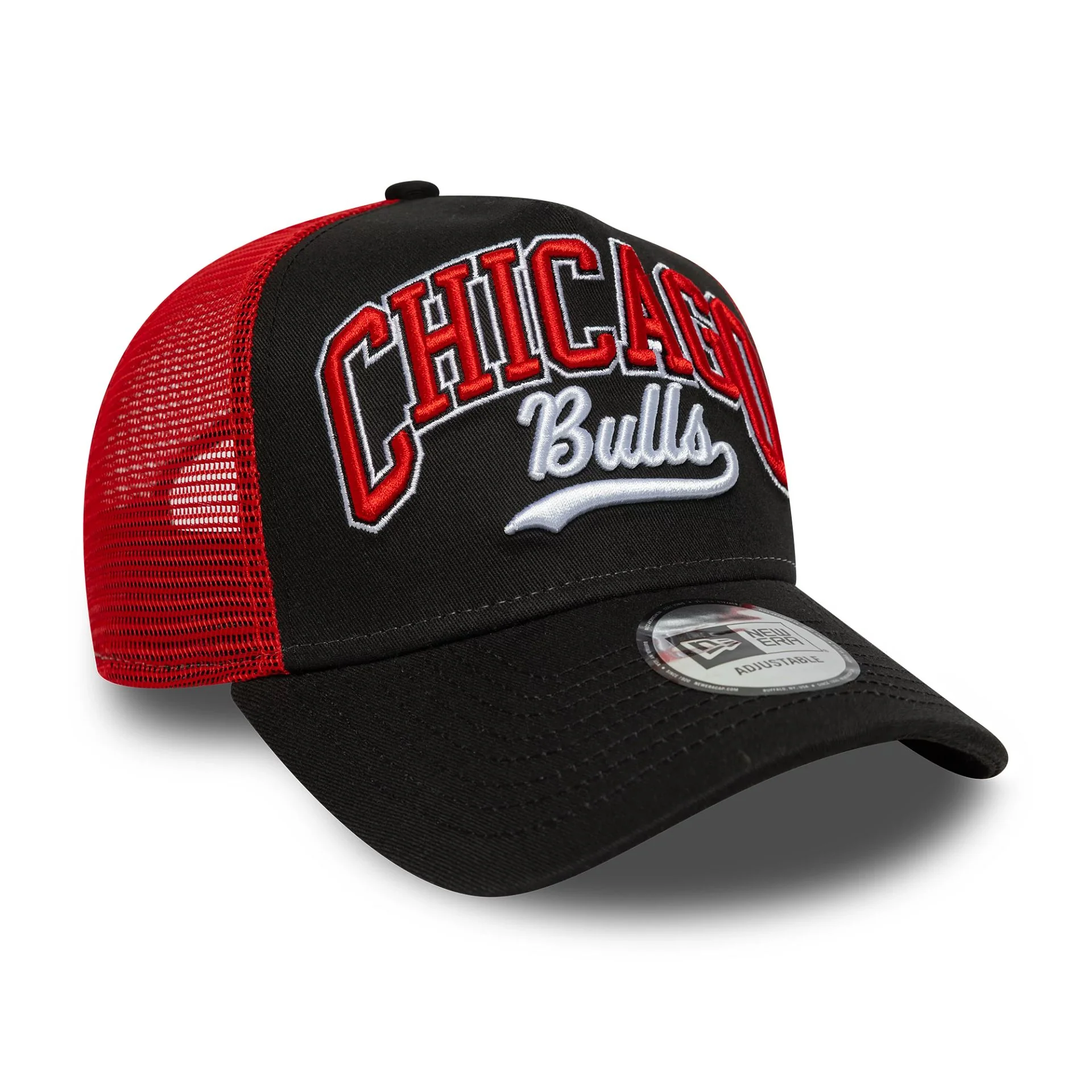 Chicago Bulls NBA Script Black 9FORTY E-Frame Trucker Adjustable Cap - Image 3