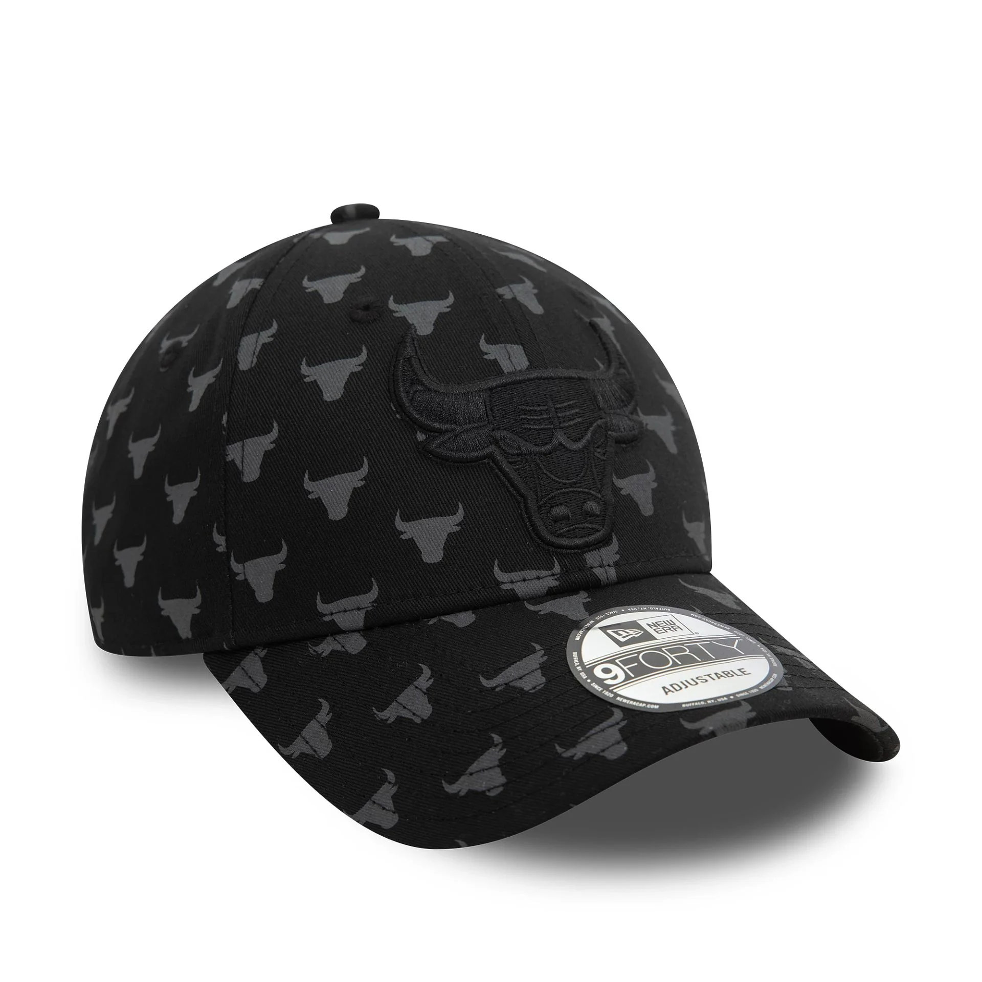 Chicago Bulls Team Monogram Black 9FORTY Adjustable Cap - Image 3