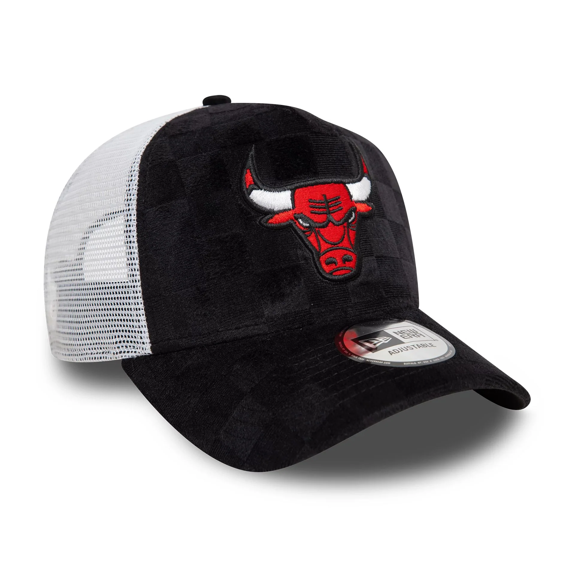 Chicago Bulls Tonal Check Black 9FORTY A-Frame Trucker Adjustable Cap - Image 3