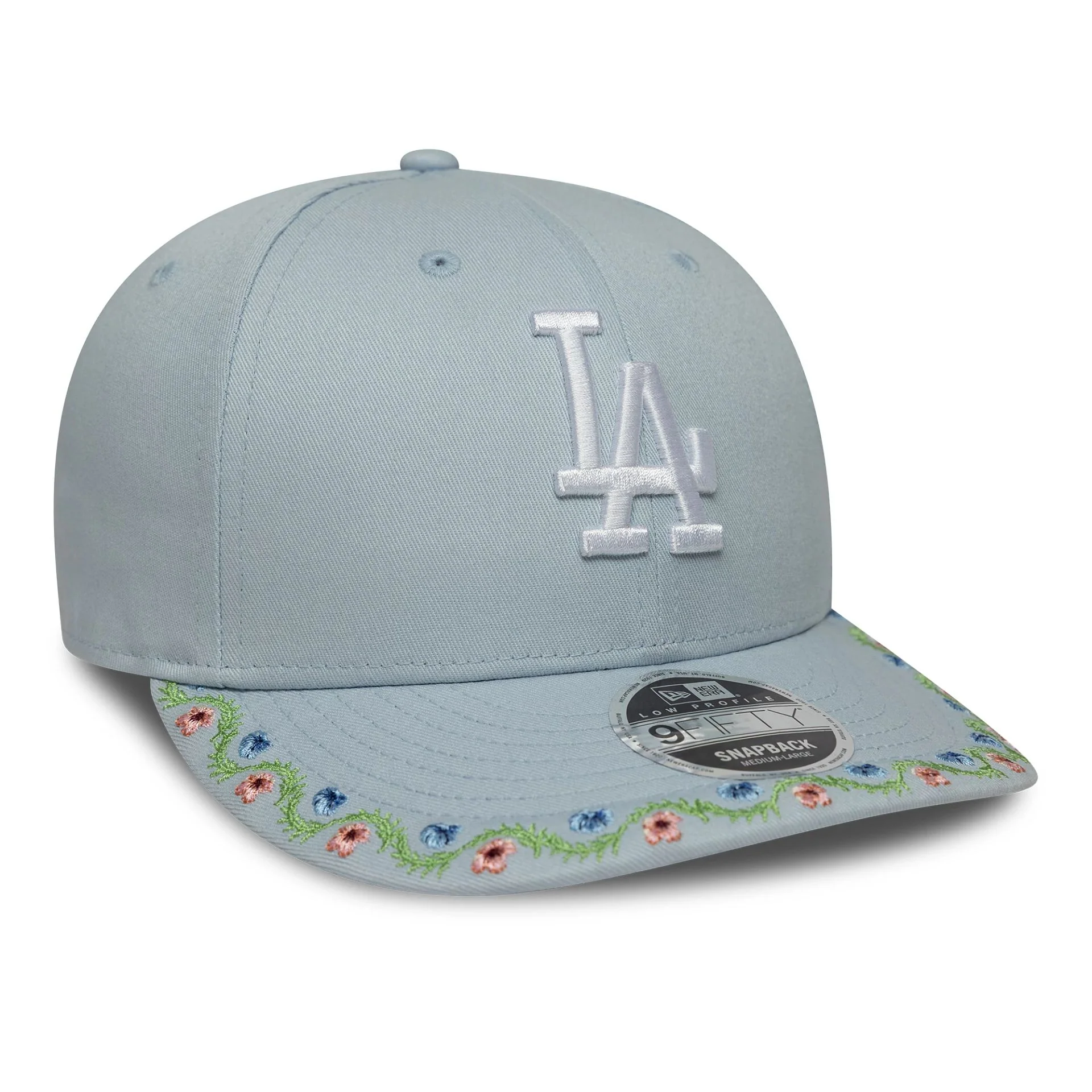 LA Dodgers MLB Floral Pastel Blue Low Profile 9FIFTY Snapback Adjustable Cap - Image 3