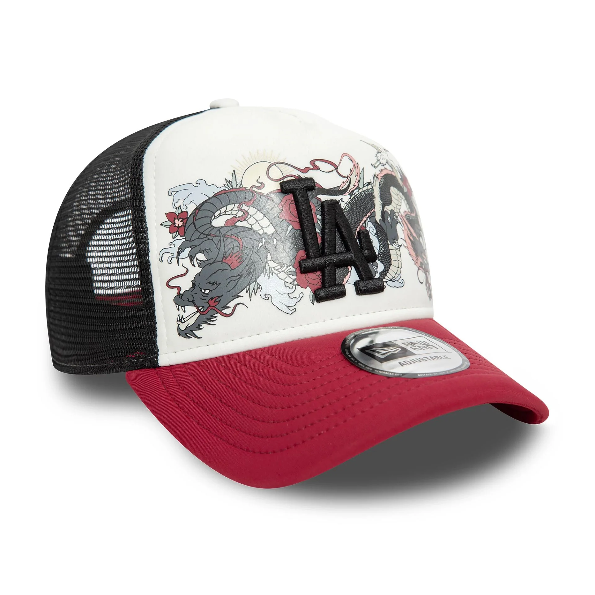 LA Dodgers MLB Graphic White 9FORTY A-Frame Trucker Adjustable Cap - Image 3