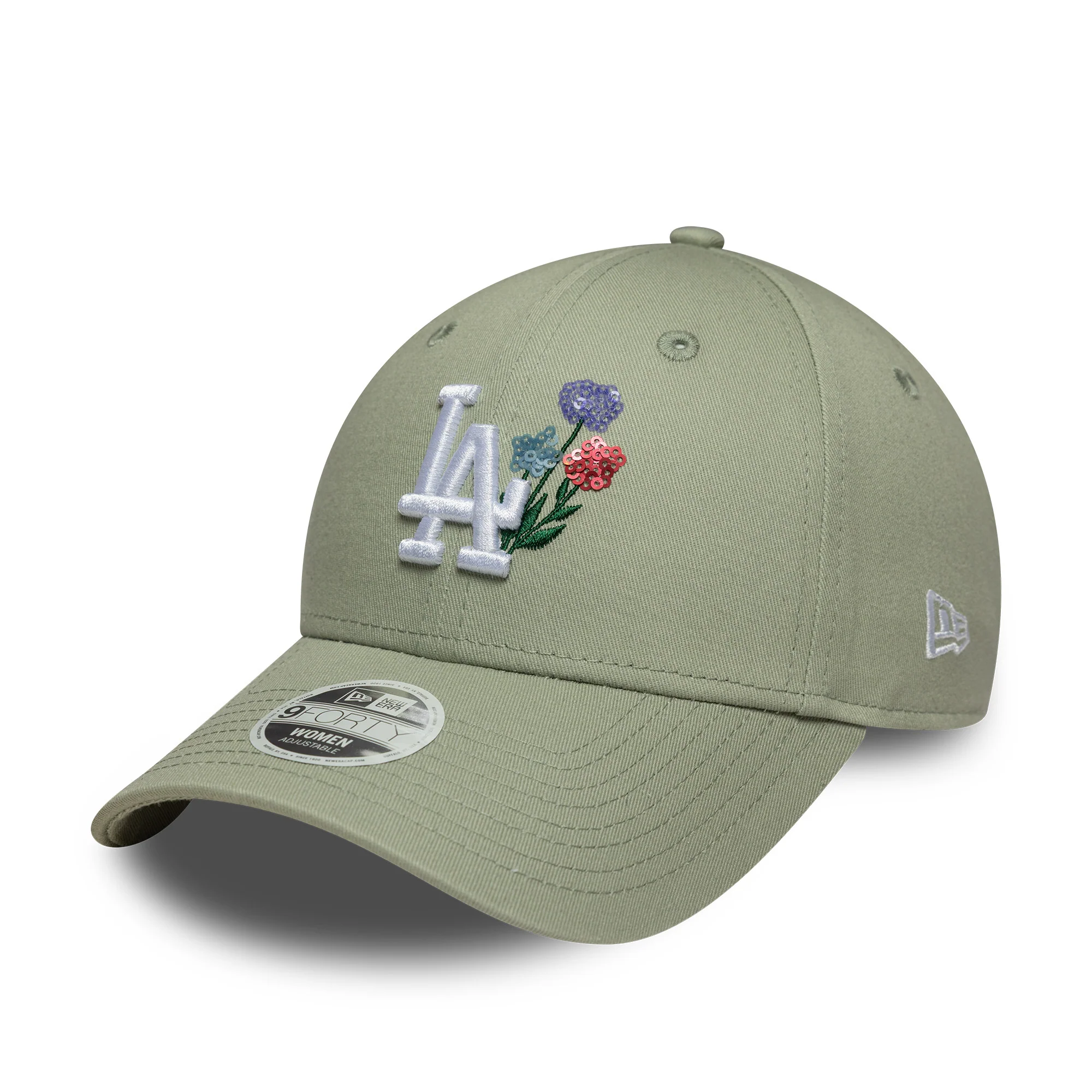 LA Dodgers Womens MLB Floral Pastel Green 9FORTY Cap - Image 7