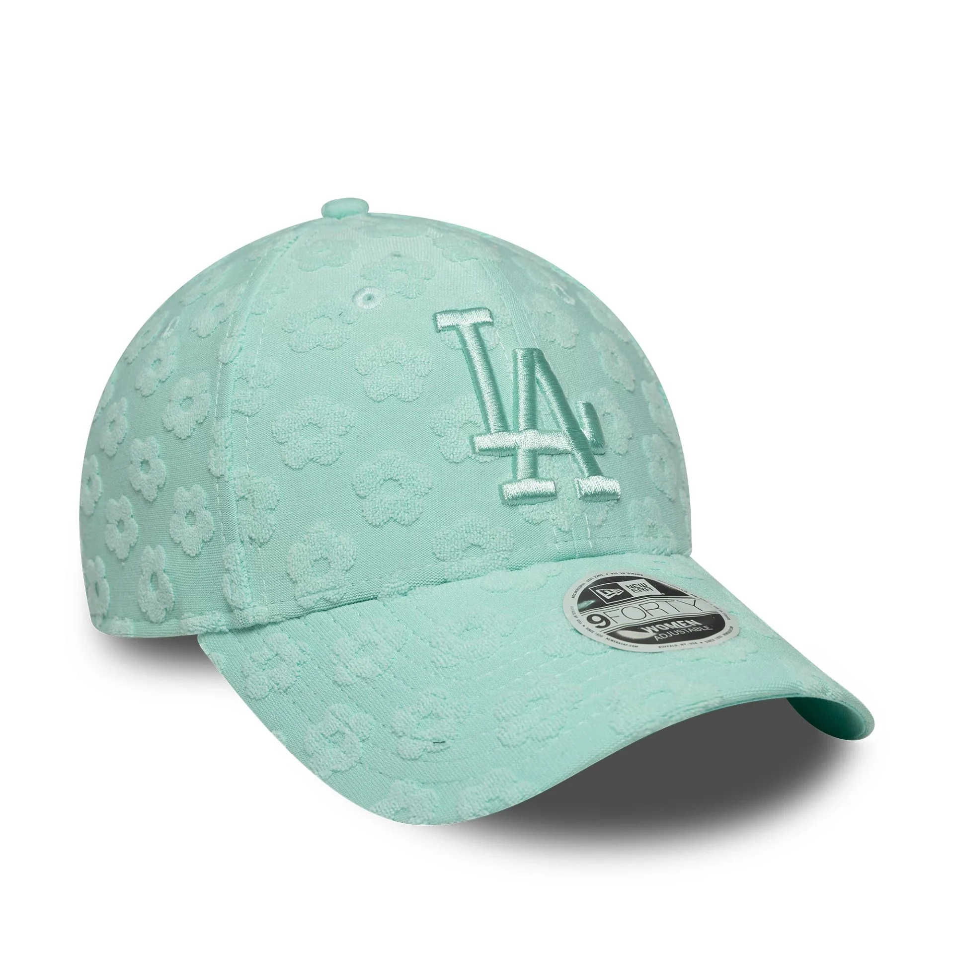 LA Dodgers Womens MLB Floral Towelling Pastel Green 9FORTY Adjustable Cap - Image 3