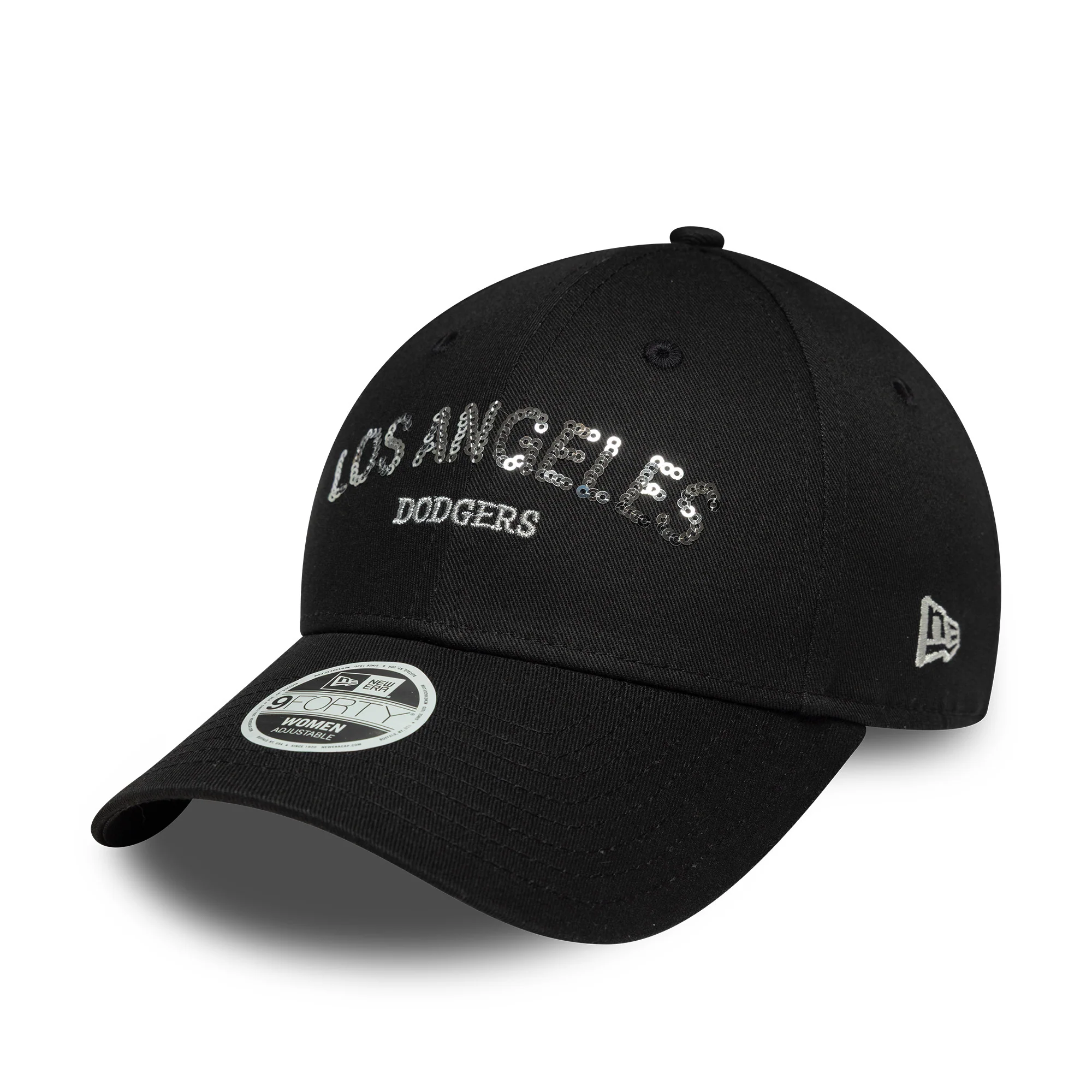 LA Dodgers Womens MLB Sequin Wordmark Black 9FORTY Cap - Image 5