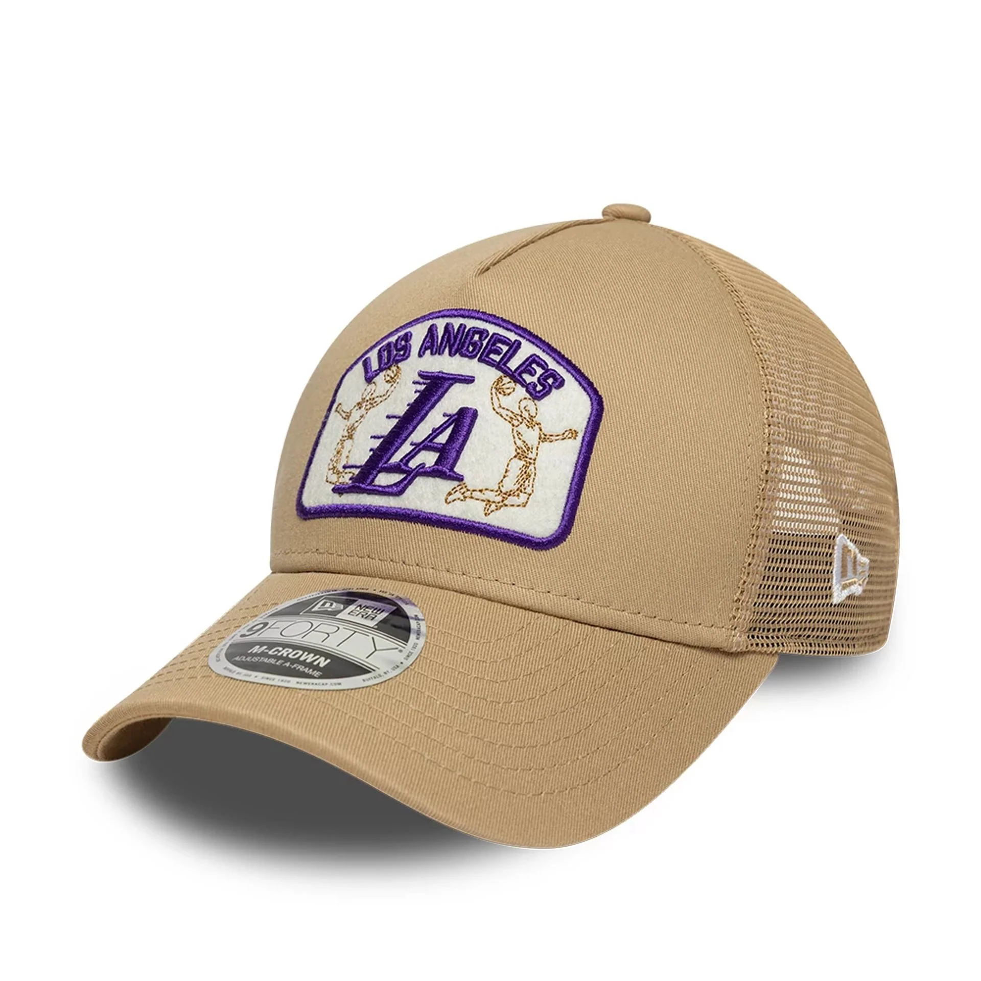 LA Lakers NBA Beige 9FORTY M-Crown A-Frame Trucker Adjustable Cap - Image 4
