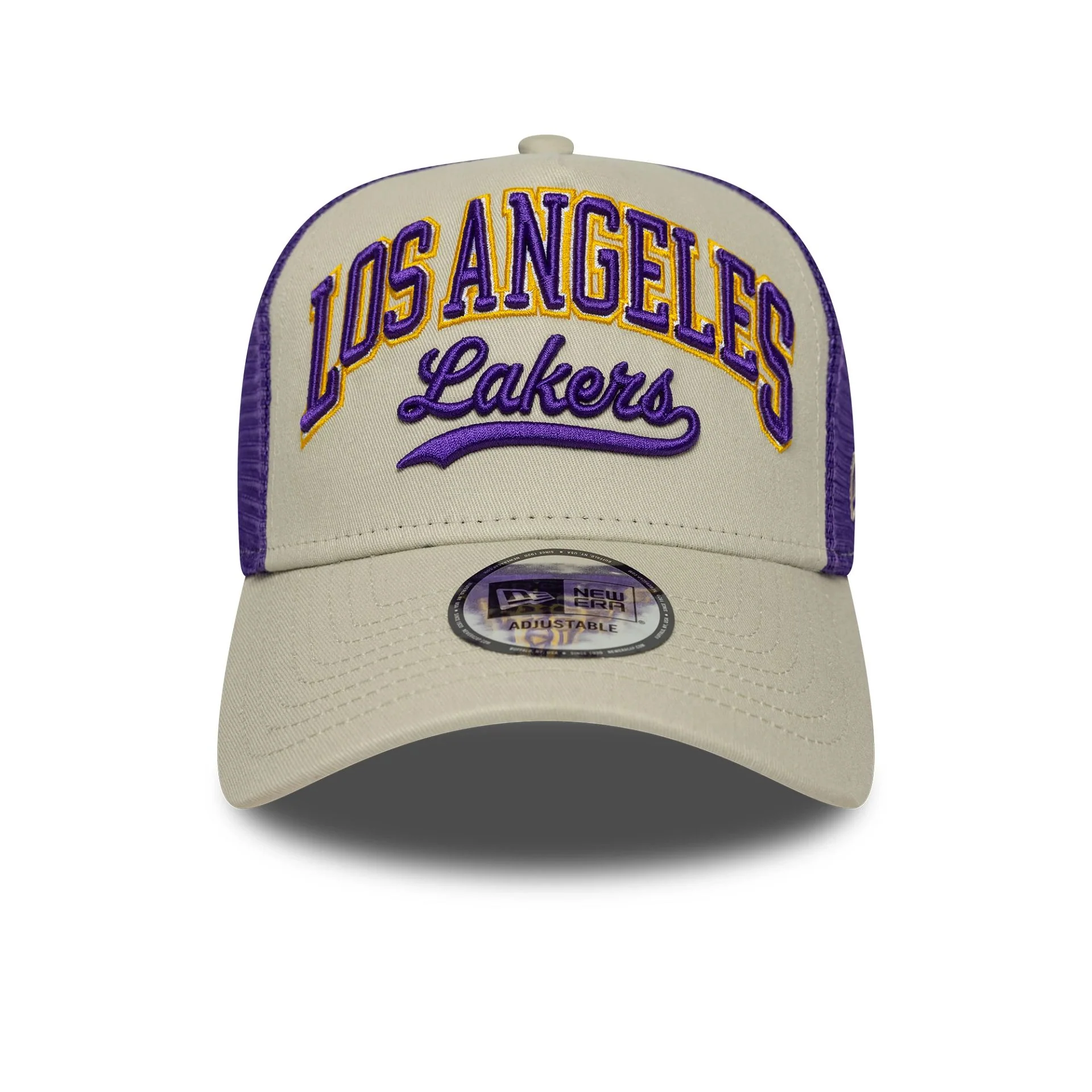 LA Lakers NBA Script Cream 9FORTY E-Frame Trucker Adjustable Cap - Image 2