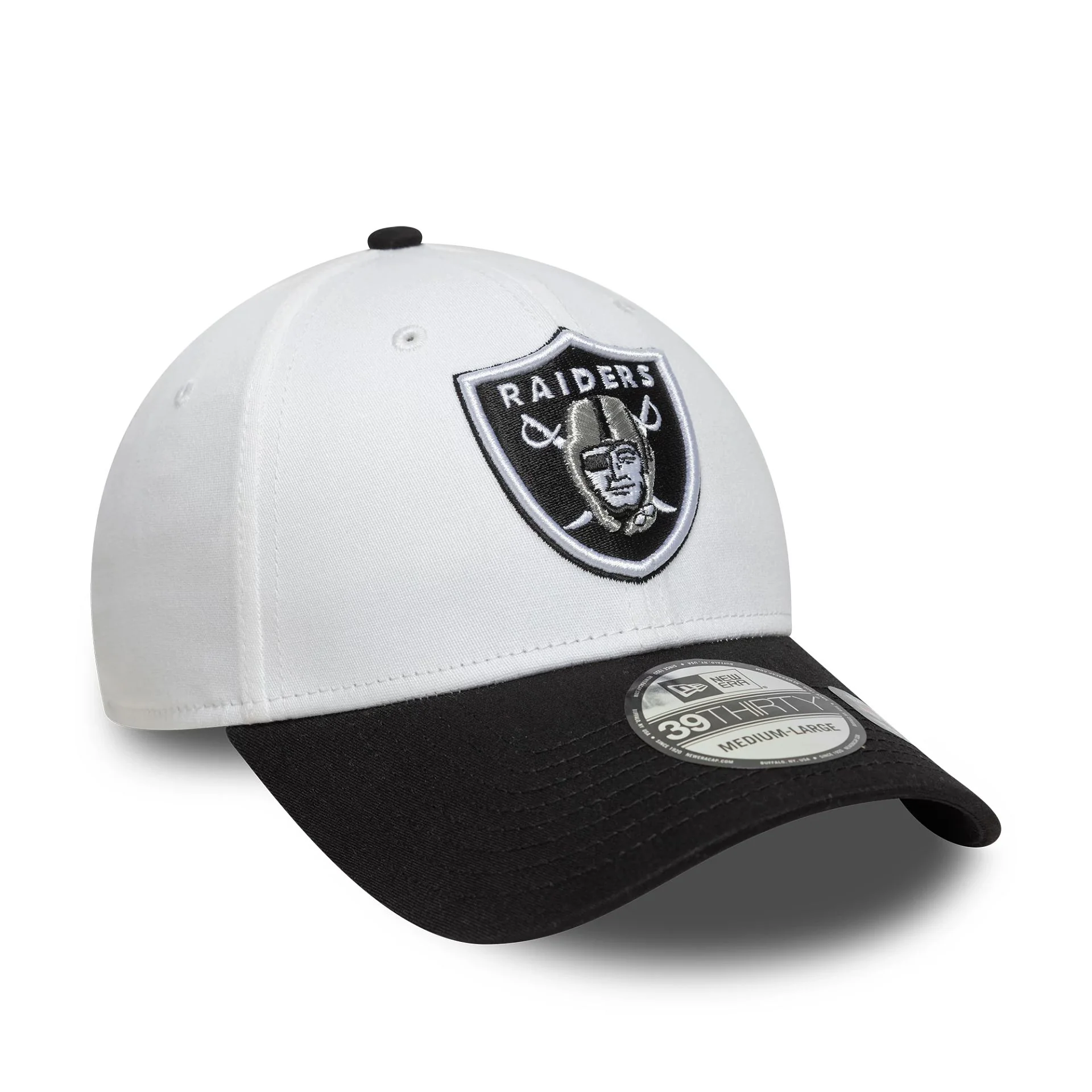 Las Vegas Raiders NFL Team Logo White 39THIRTY Stretch Fit Adjustable Cap - Image 3