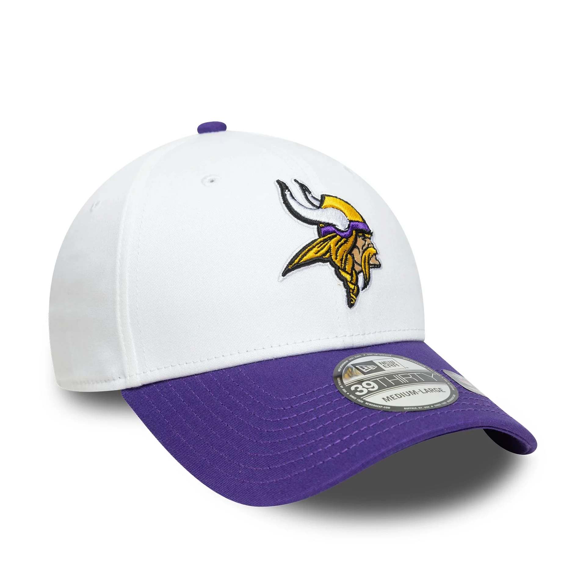 Minnesota Vikings NFL Team Logo White 39THIRTY Stretch Fit Adjustable Cap - Image 3