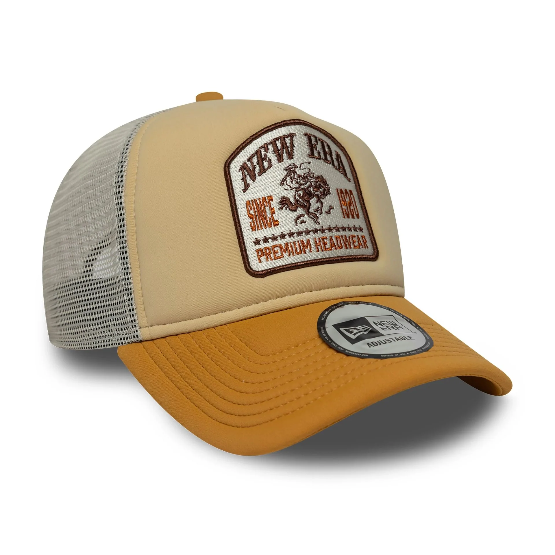New Era Graphic Patch Cream 9FORTY A-Frame Trucker Adjustable Cap - Image 3