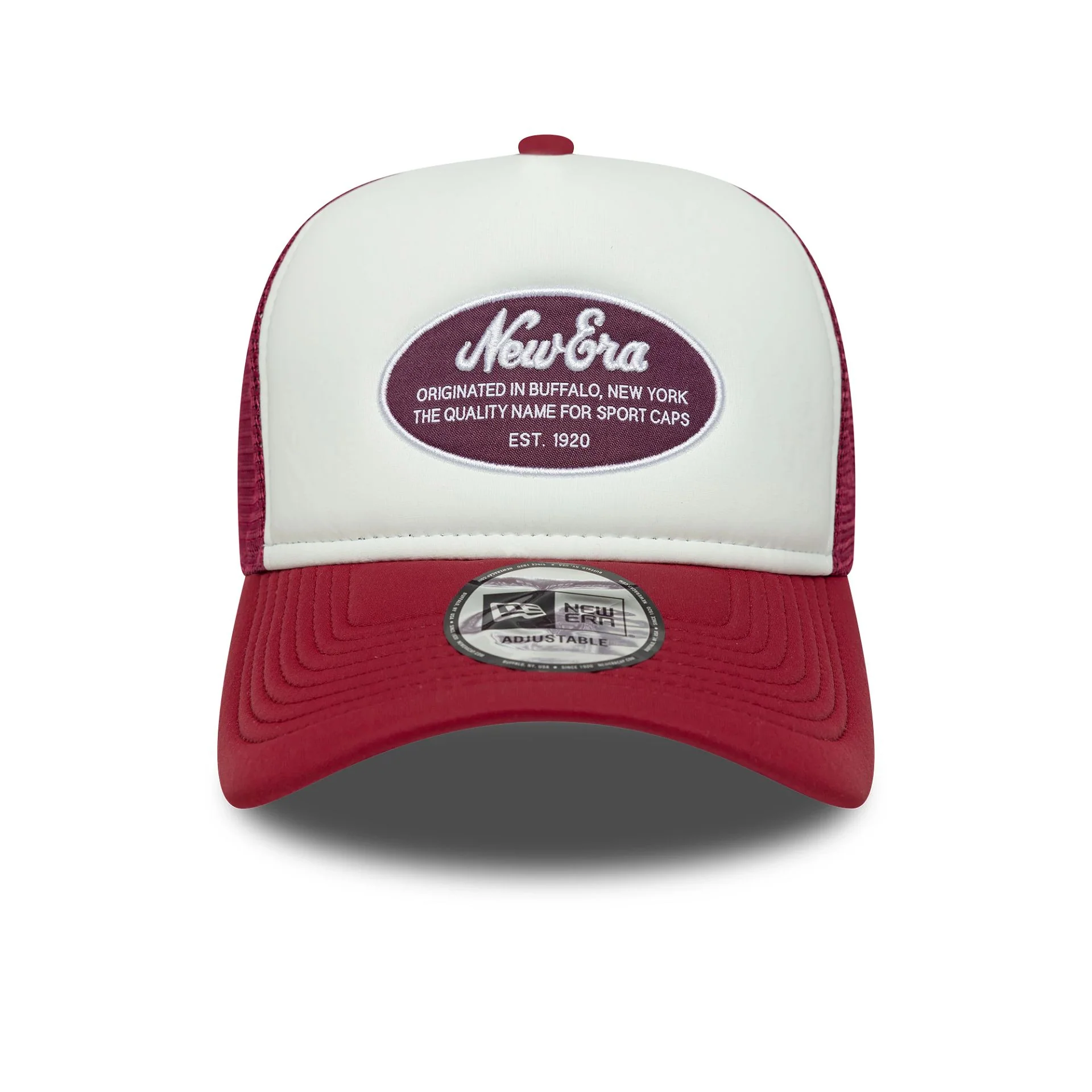 New Era Oval Foam Patch Dark Red 9FORTY A-Frame Trucker Adjustable Cap - Image 2