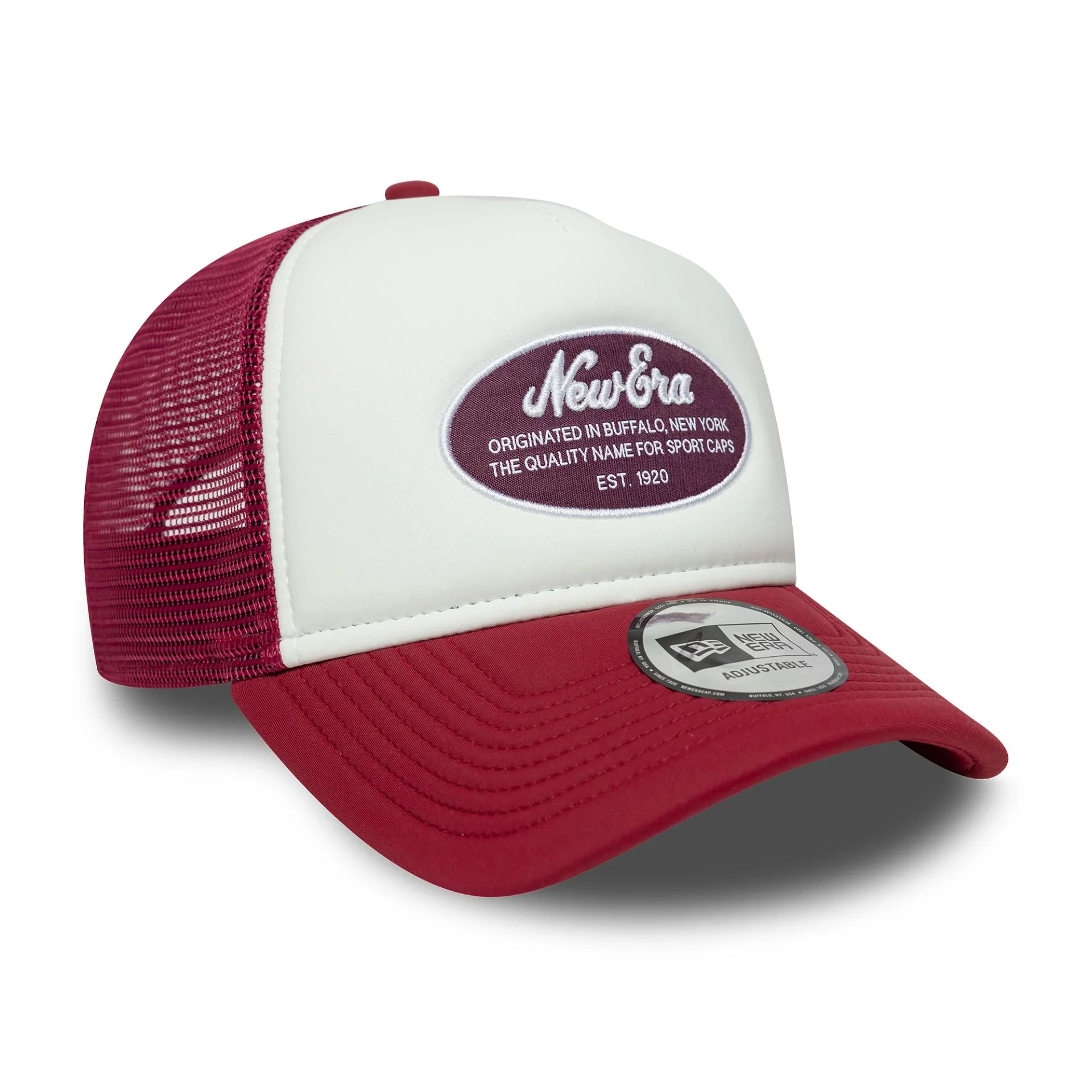 New Era Oval Foam Patch Dark Red 9FORTY A-Frame Trucker Adjustable Cap - Image 3
