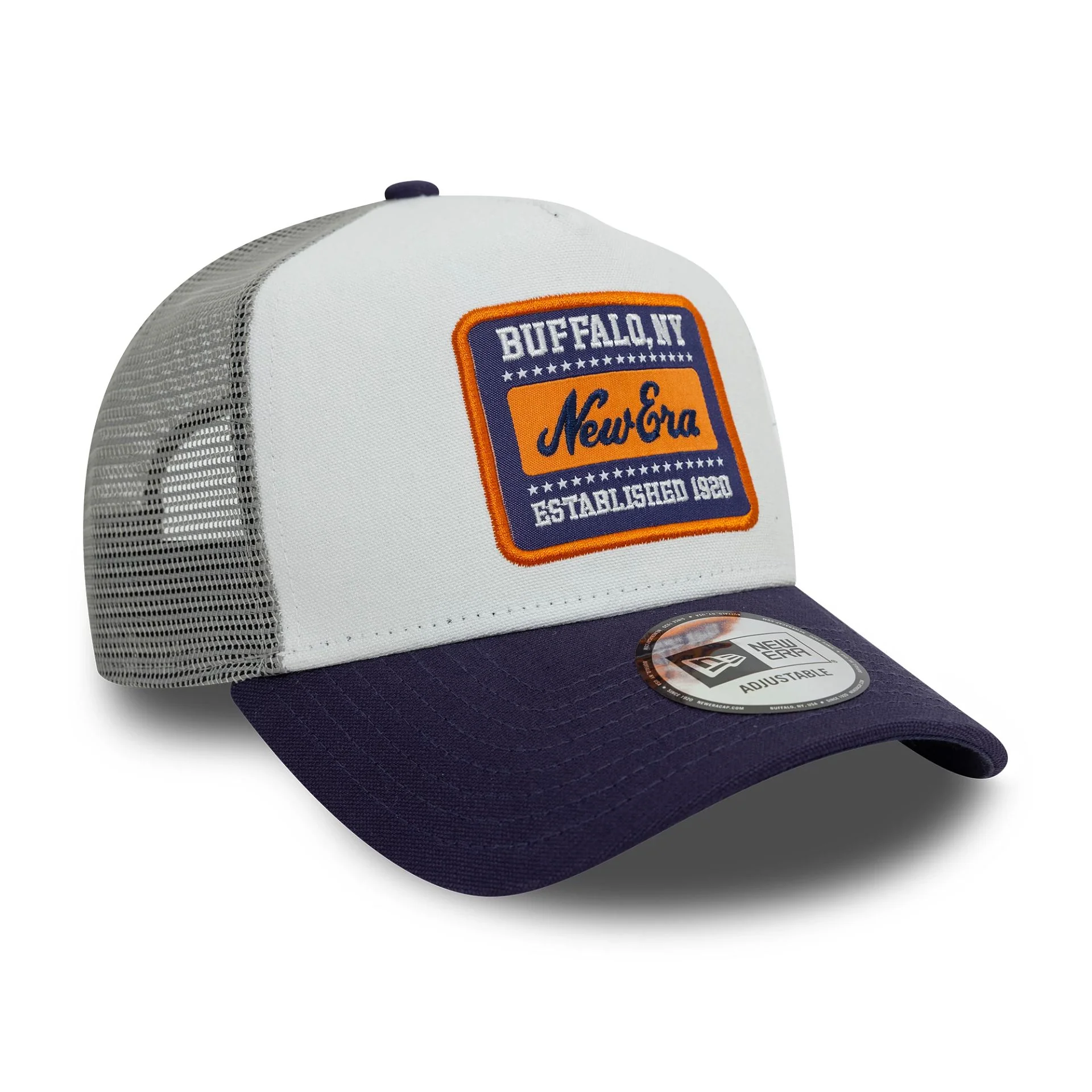 New Era Patch Cotton Canvas White 9FORTY A-Frame Trucker Adjustable Cap - Image 3