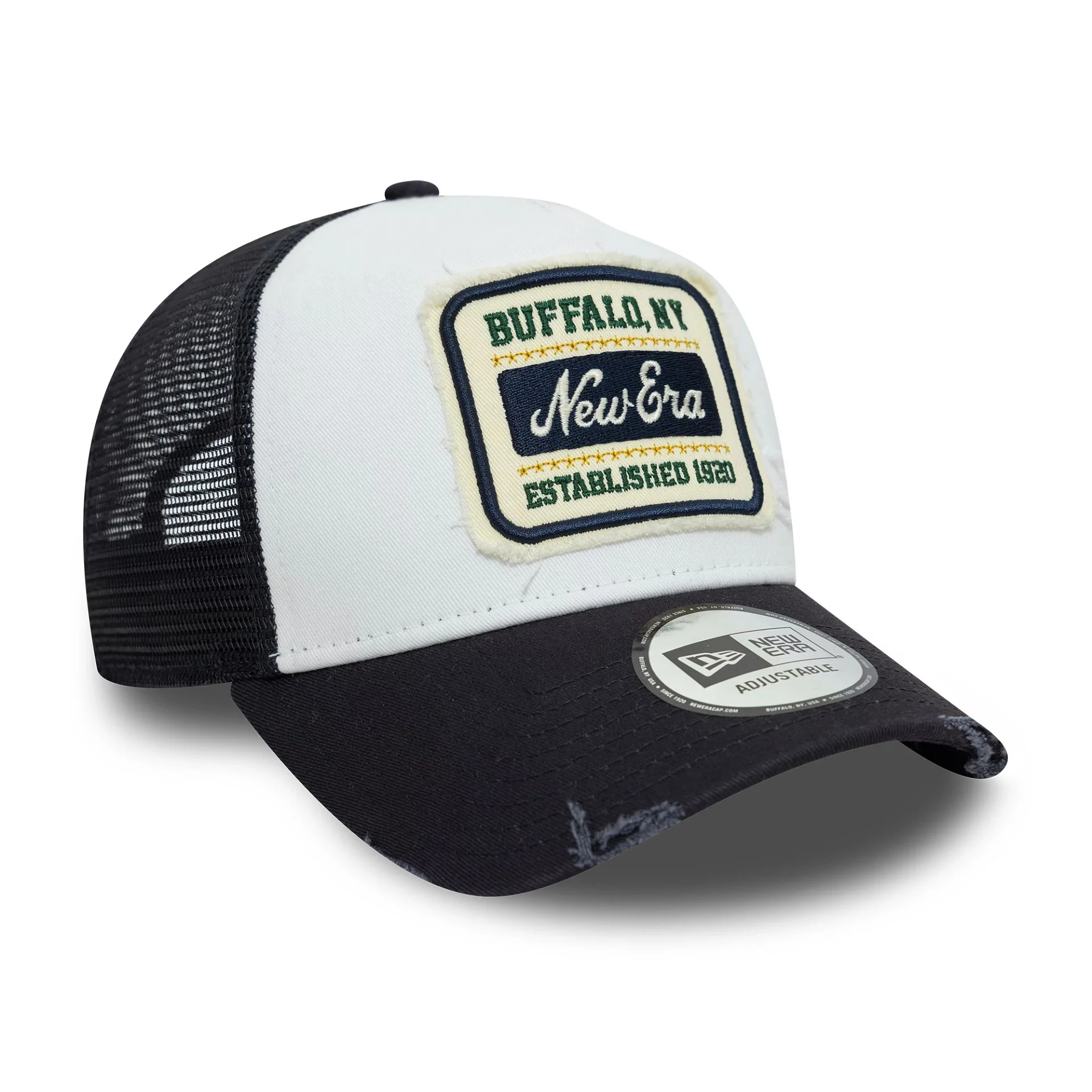 New Era Patch Distressed White 9FORTY A-Frame Trucker Adjustable Cap - Image 3