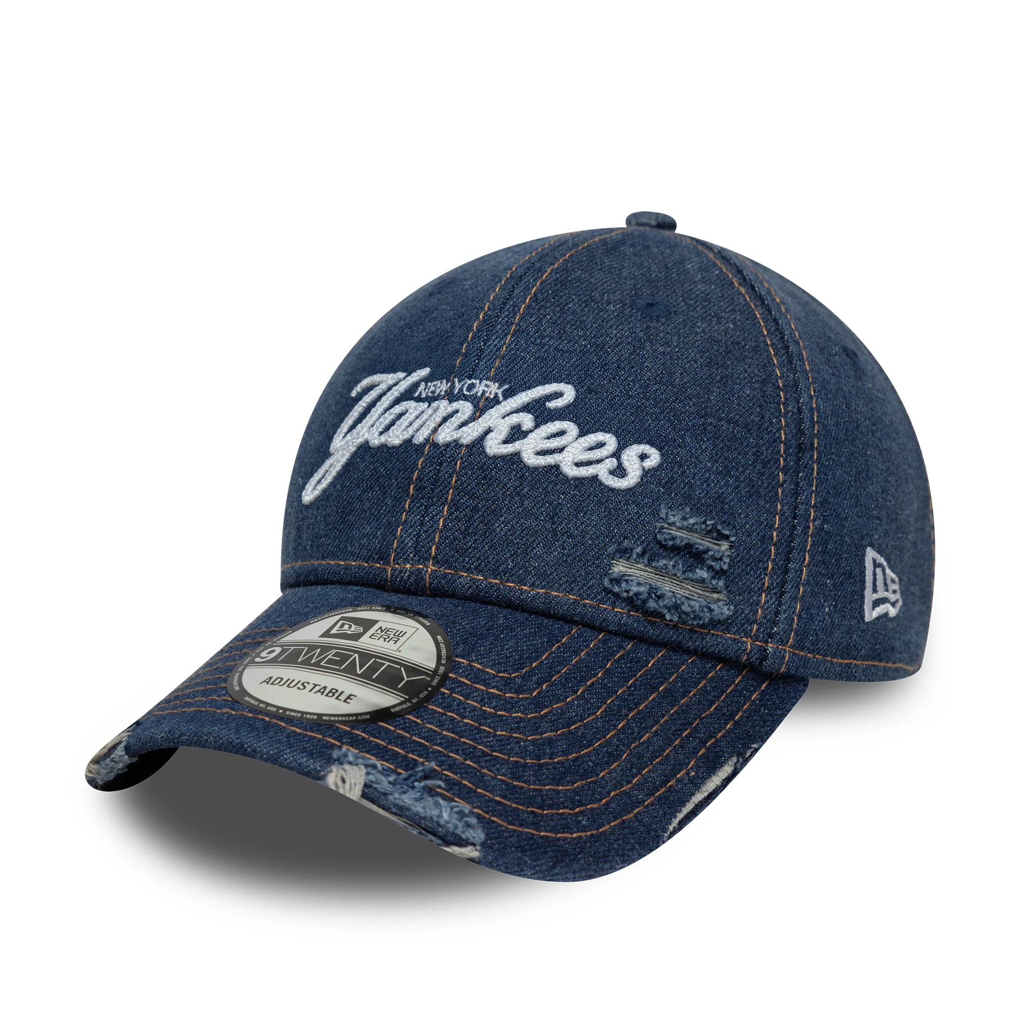 New York Yankees MLB Denim Distressed Navy 9TWENTY Cap - Image 5