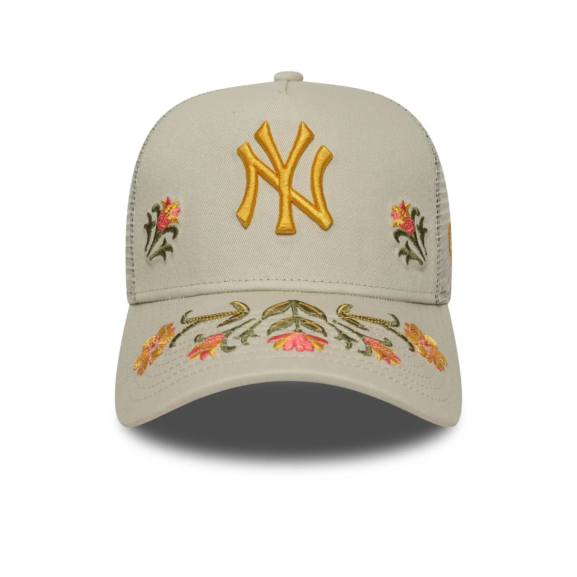 New York Yankees MLB Floral Icon Cream 9FORTY A-Frame Trucker Adjustable Cap - Image 2
