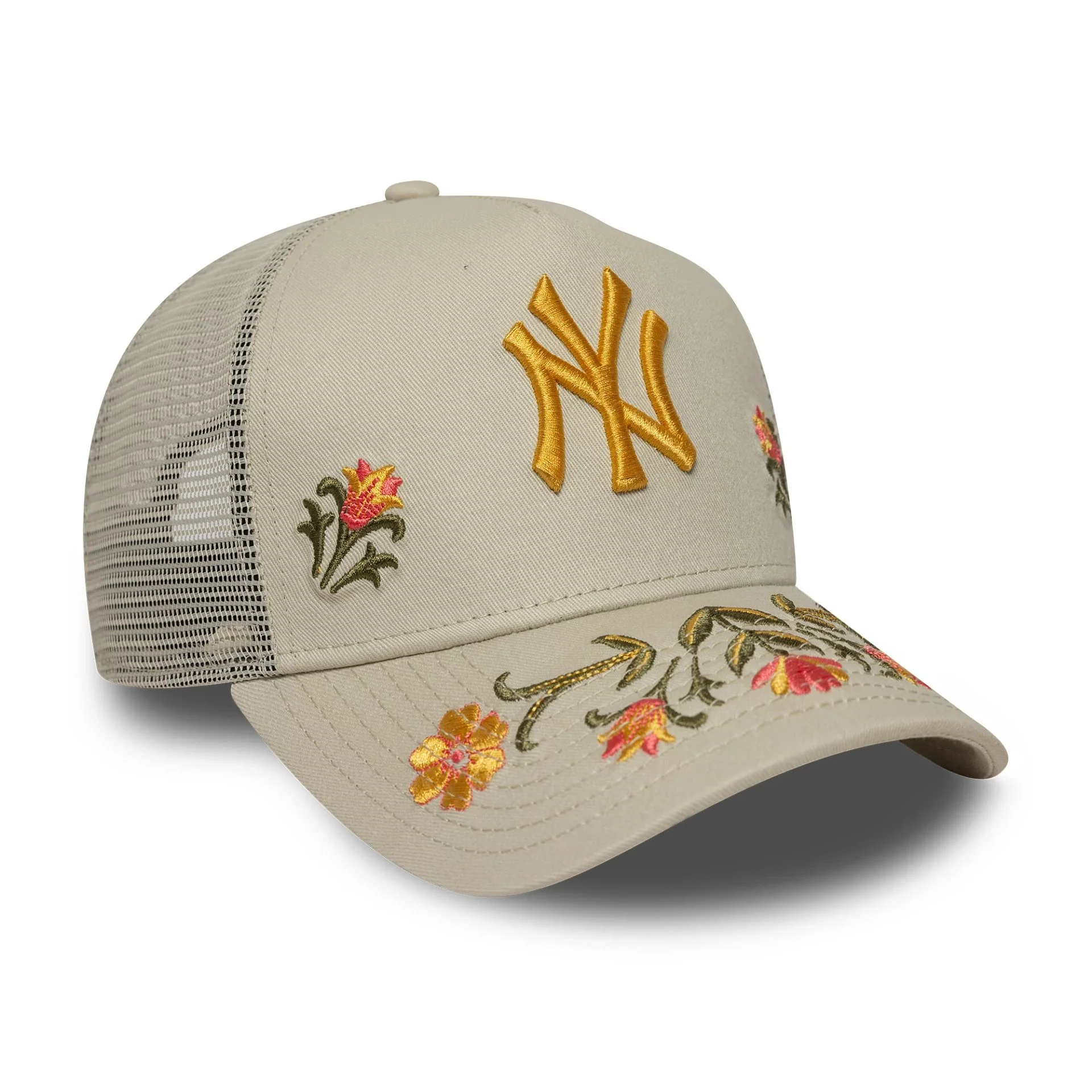 New York Yankees MLB Floral Icon Cream 9FORTY A-Frame Trucker Adjustable Cap - Image 3
