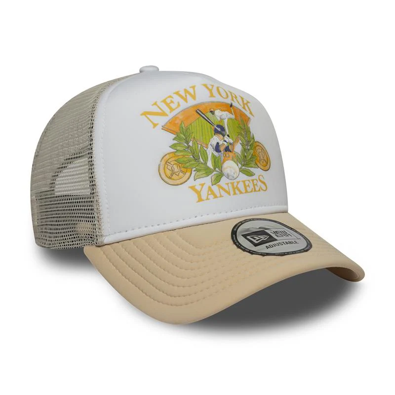New York Yankees MLB Graphic Cream 9FORTY A-Frame Trucker Adjustable Cap - Image 2