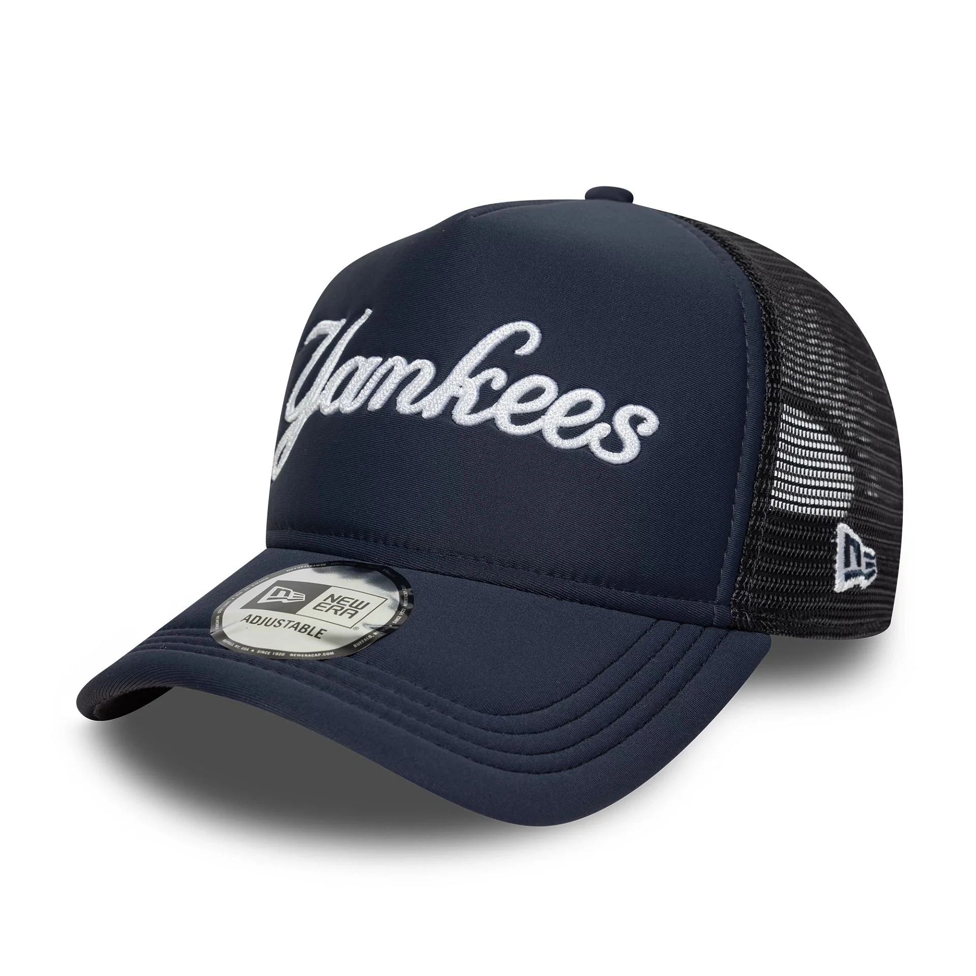 New York Yankees MLB Script Navy 9FORTY A-Frame Trucker Adjustable Cap - Image 5