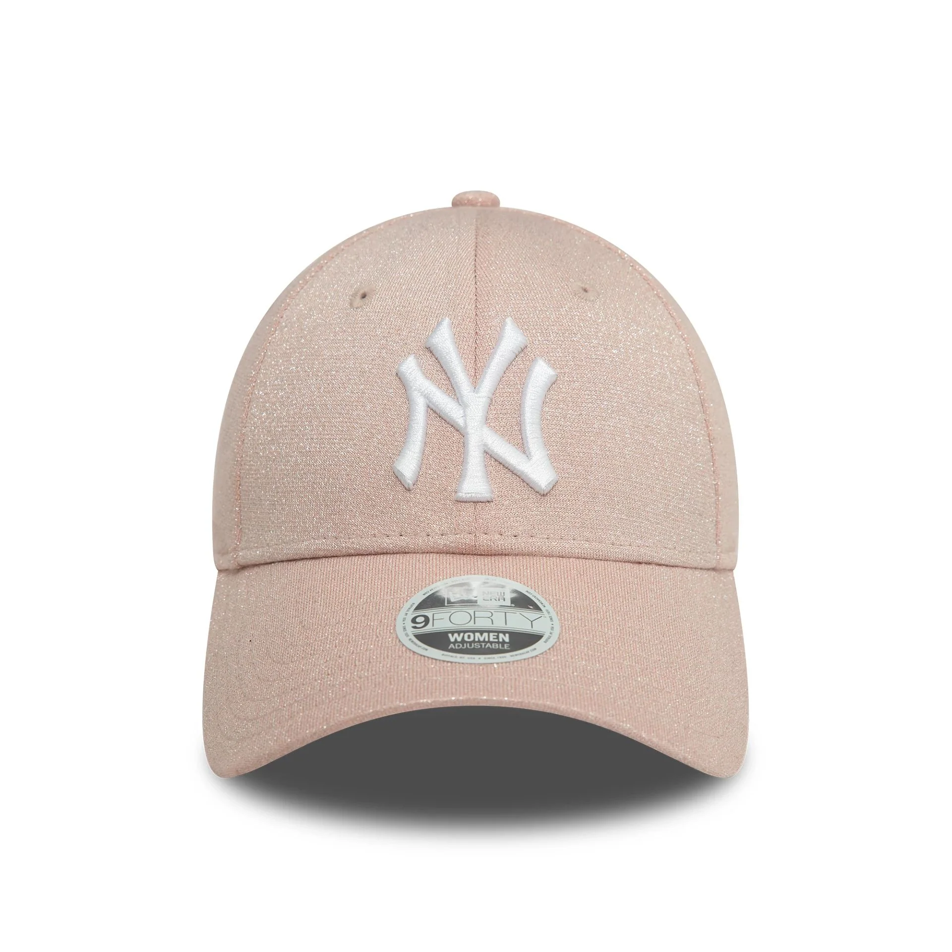 New York Yankees Womens Glitter Pastel Pink 9FORTY Adjustable Cap - Image 2