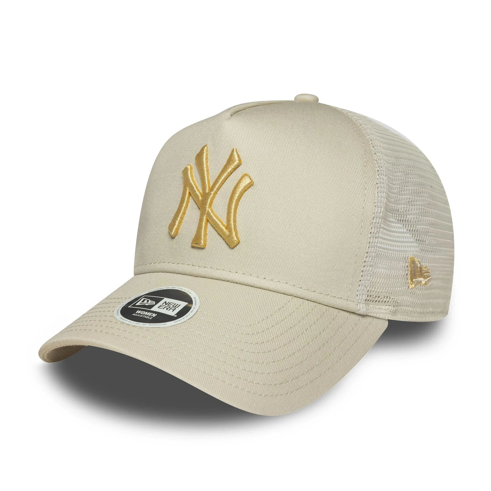 New York Yankees Womens Metallic Cream 9FORTY E-Frame Adjustable Trucker Cap - Image 5