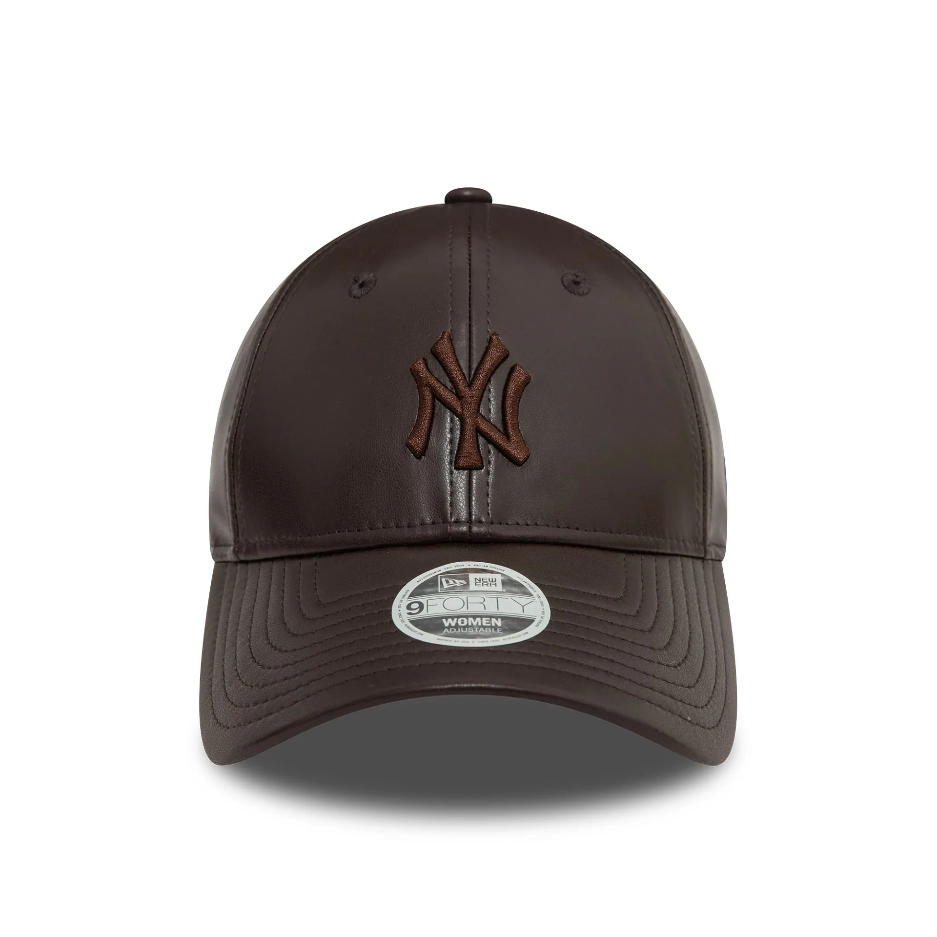 New York Yankees Womens Midi PU Dark Brown 9FORTY Adjustable Cap - Image 2