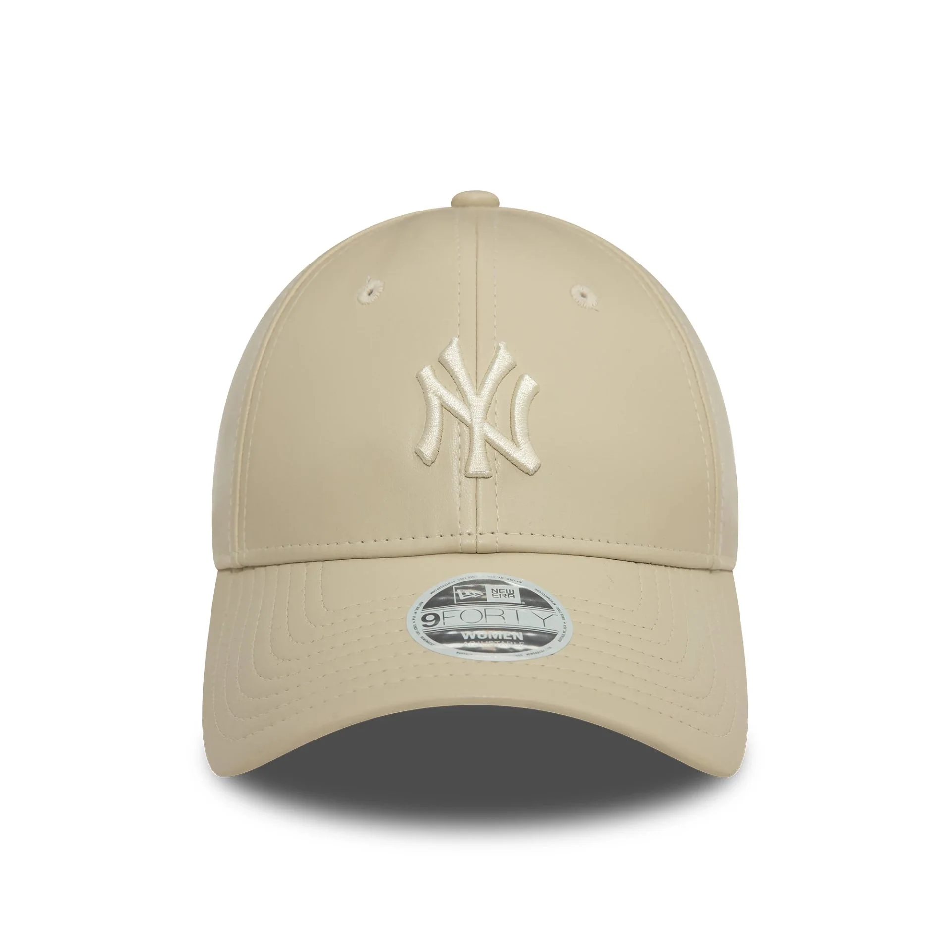 New York Yankees Womens Midi PU Light Beige 9FORTY Adjustable Cap - Image 2