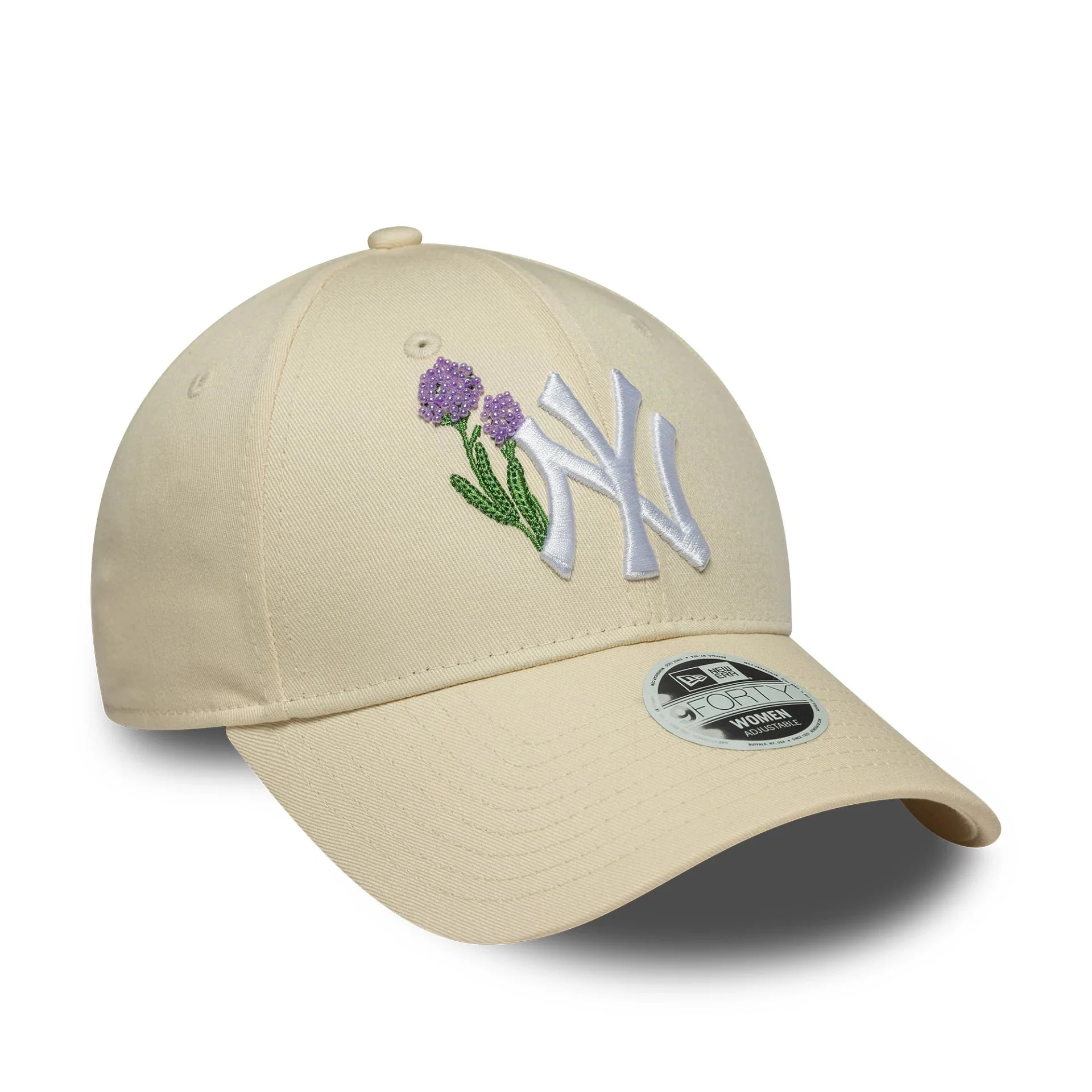 New York Yankees Womens MLB Beaded Cream 9FORTY Adjustable Cap - Image 2
