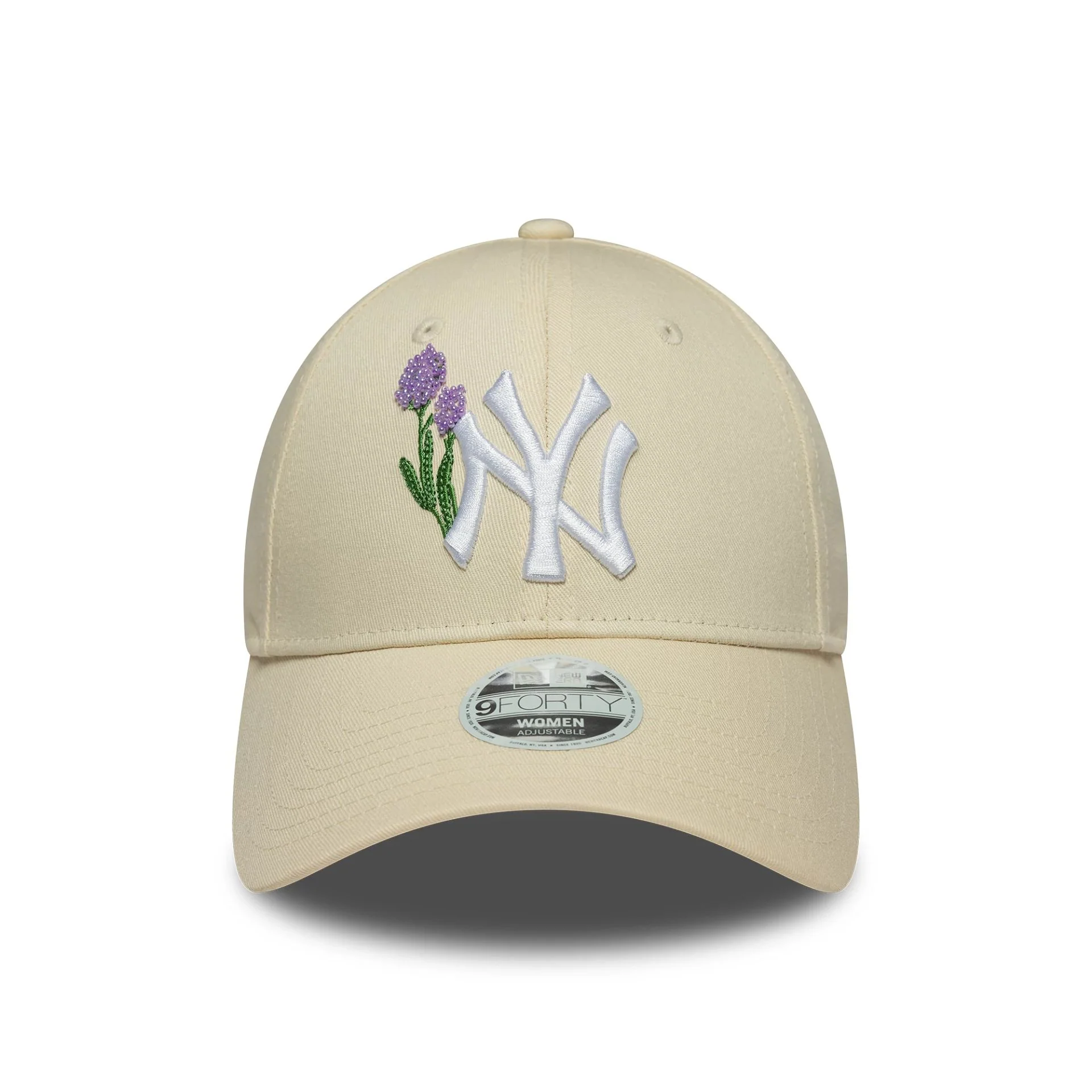 New York Yankees Womens MLB Beaded Cream 9FORTY Adjustable Cap - Image 3
