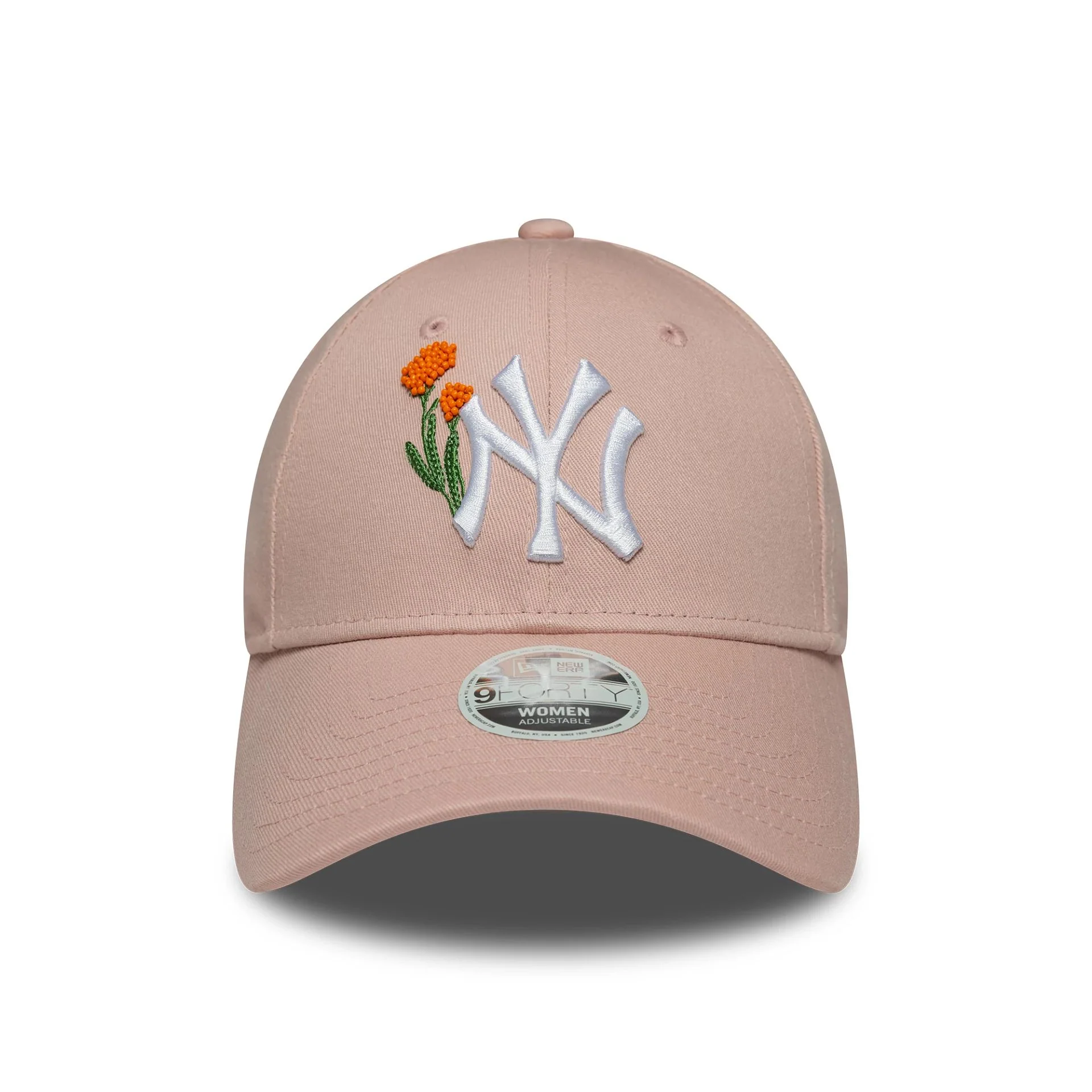 New York Yankees Womens MLB Beaded Pastel Pink 9FORTY Adjustable Cap - Image 2