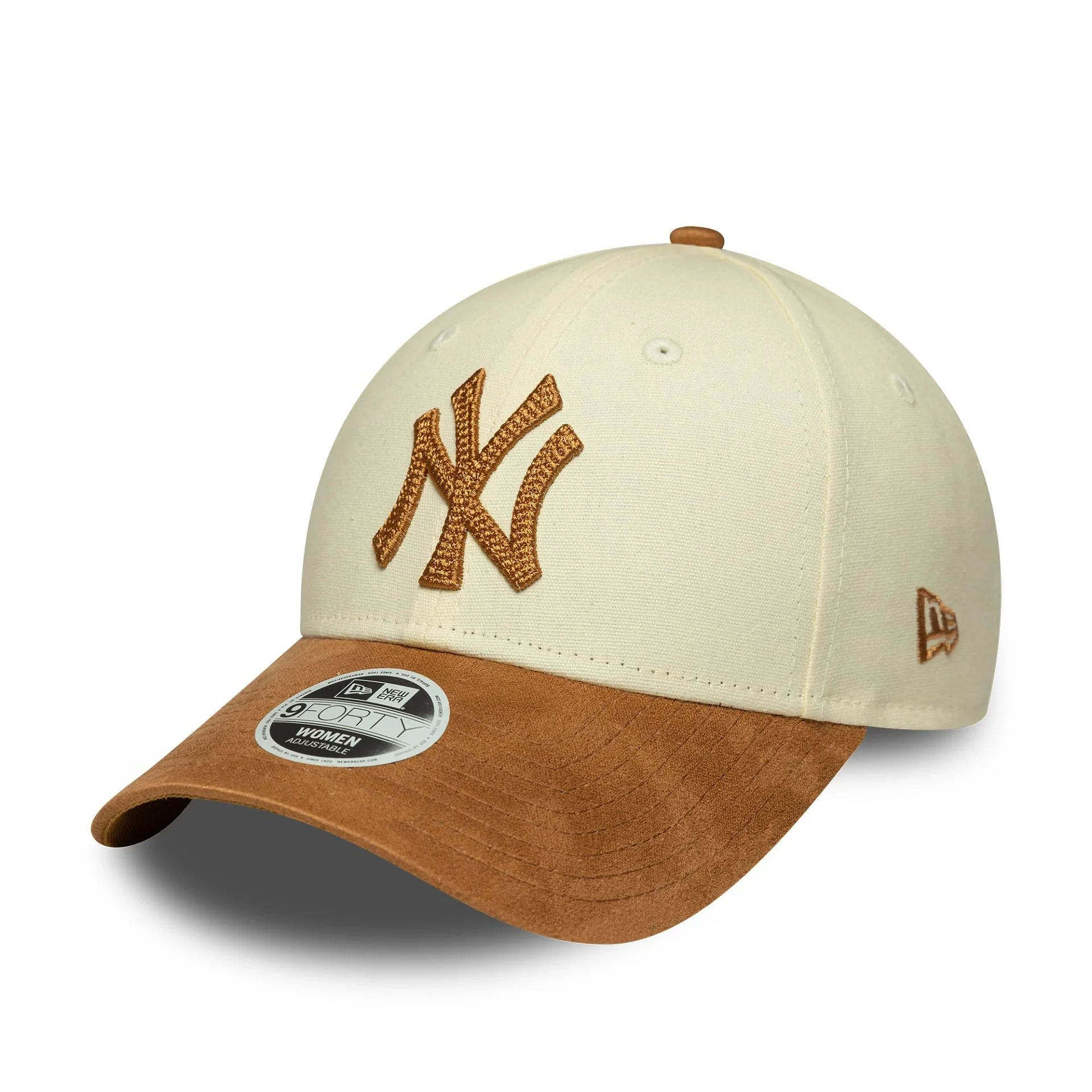 New York Yankees Womens MLB Faux Suede Cream 9FORTY Adjustable Cap - Image 5