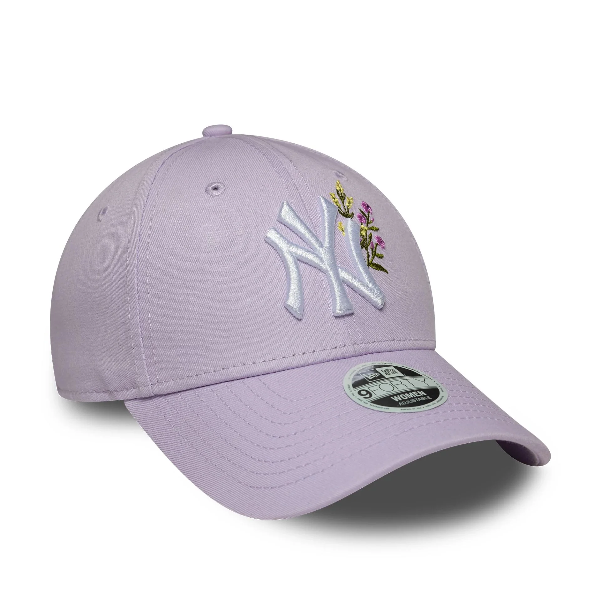 New York Yankees Womens MLB Floral Icon Pastel Purple 9FORTY Adjustable Cap - Image 3