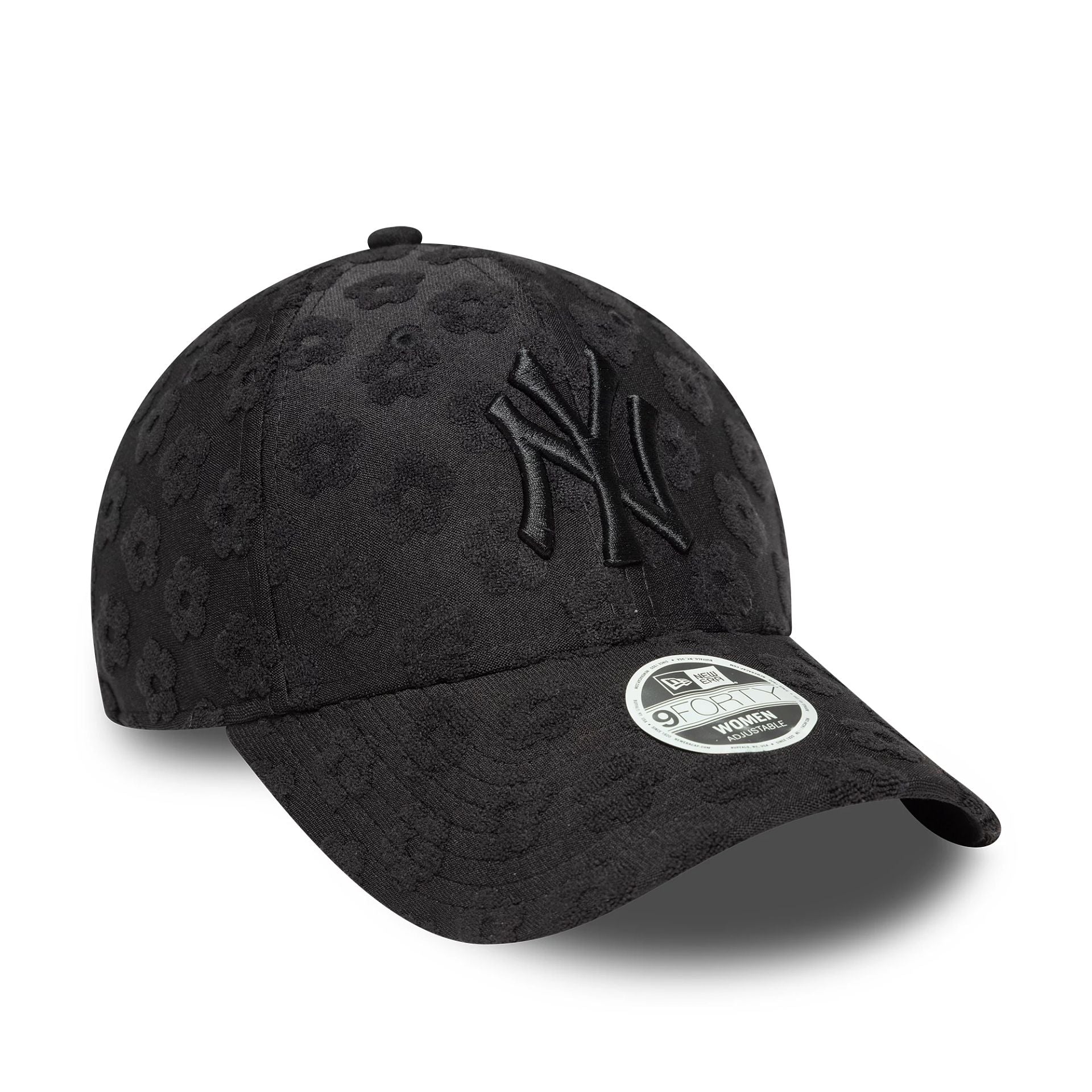 New York Yankees Womens MLB Floral Towelling Black 9FORTY Adjustable Cap - Image 3