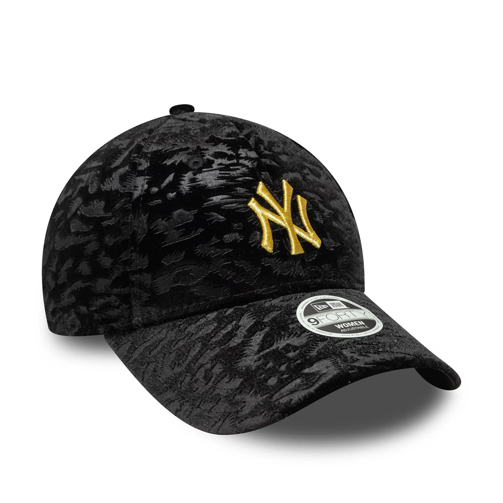 New York Yankees Womens MLB Leo Velour Black 9FORTY Adjustable Cap - Image 2