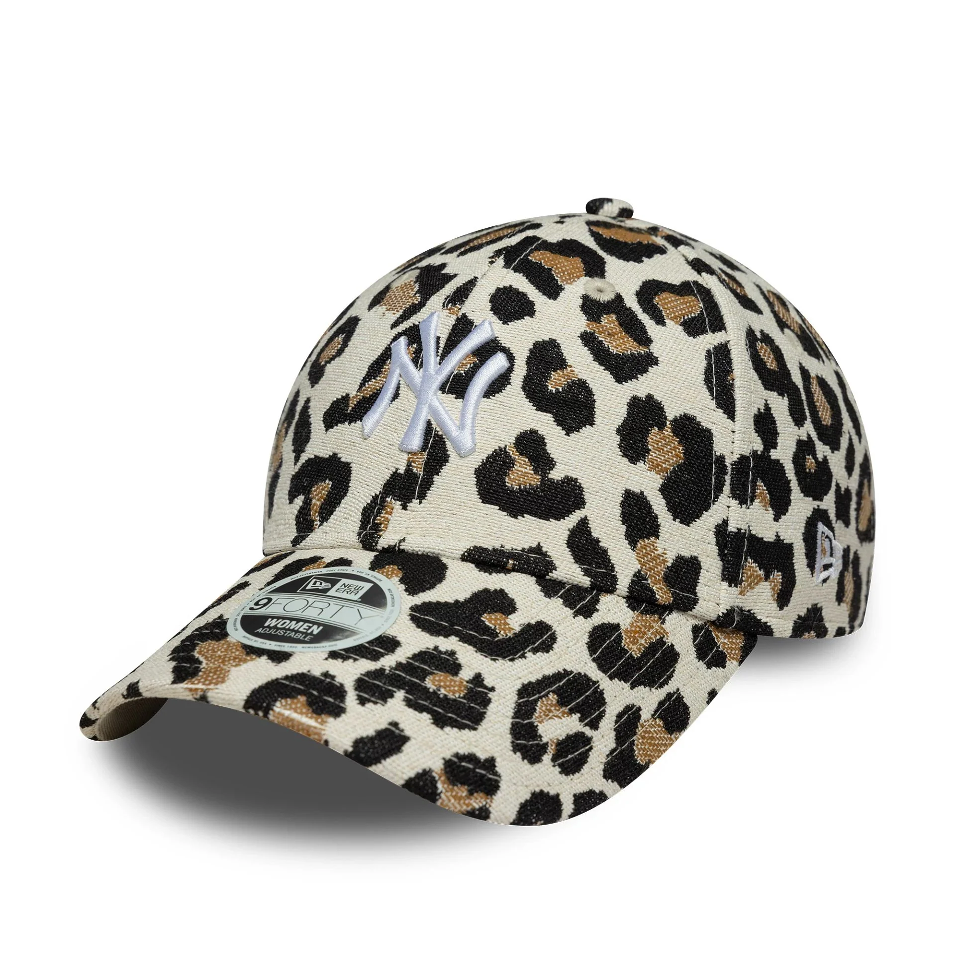 New York Yankees Womens MLB Leopard Midi Light Beige 9FORTY Cap - Image 5