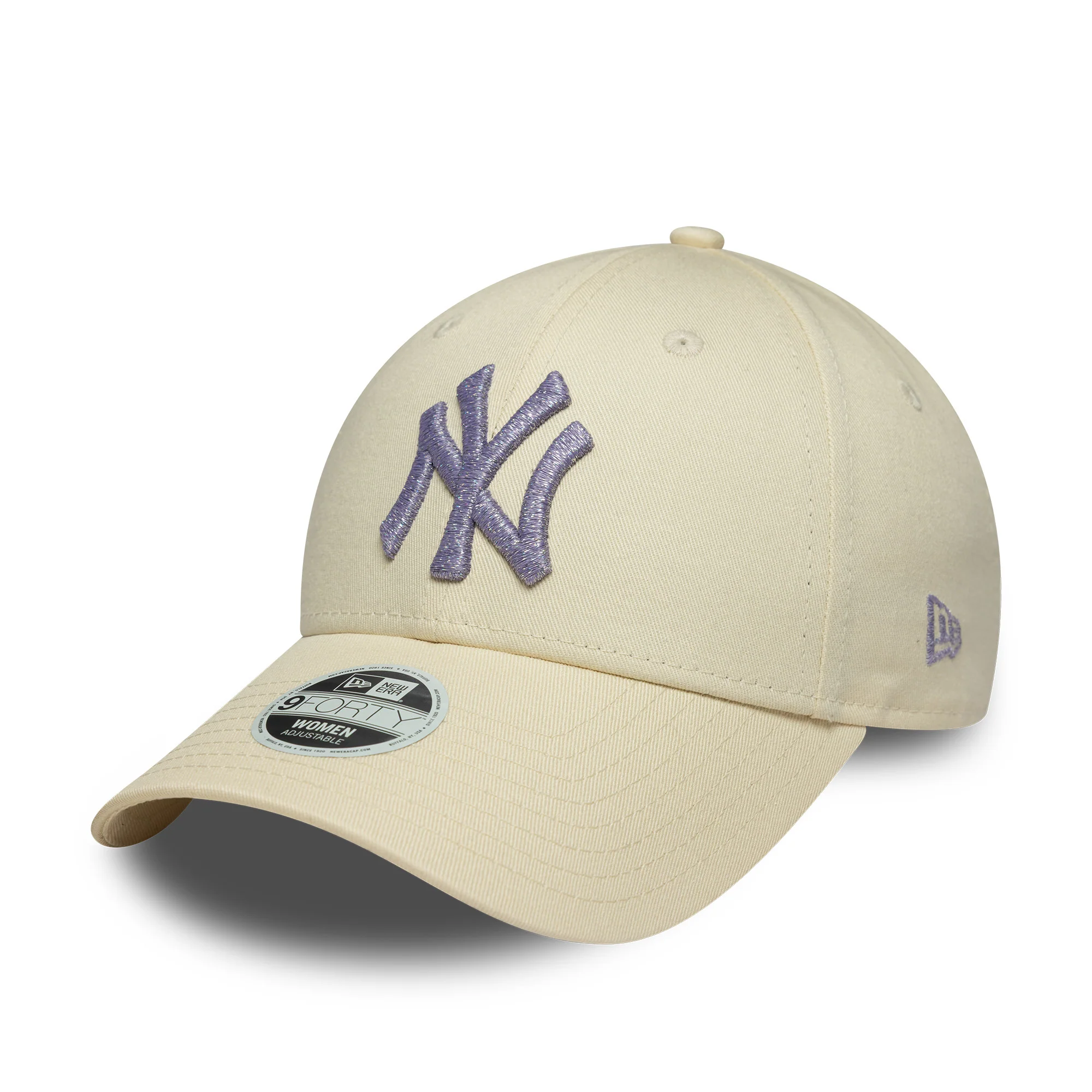 New York Yankees Womens MLB Metallic Logo Light Beige 9FORTY Cap - Image 5