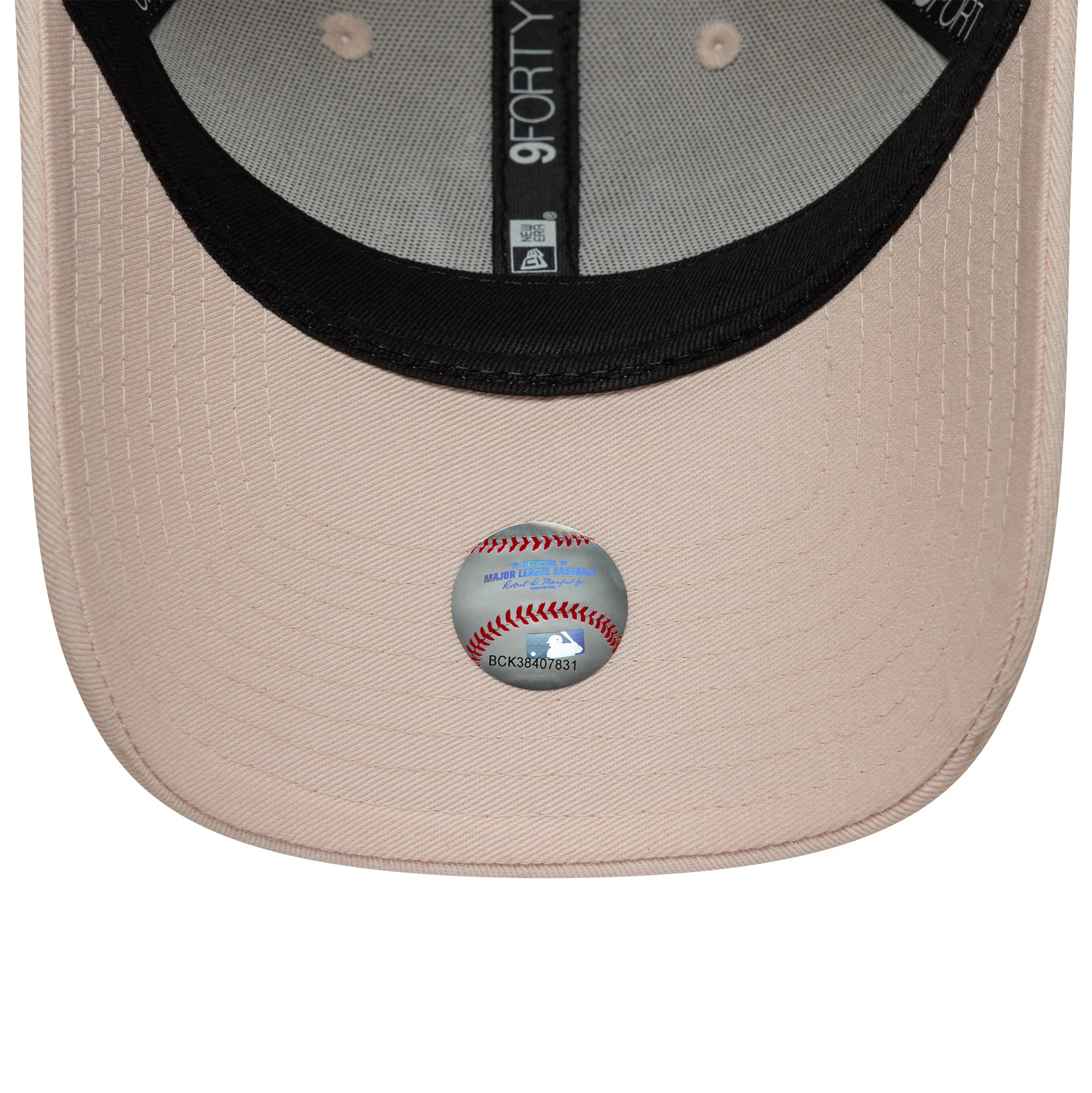 New York Yankees Womens MLB Metallic Logo Pastel Pink 9FORTY Cap - Image 4