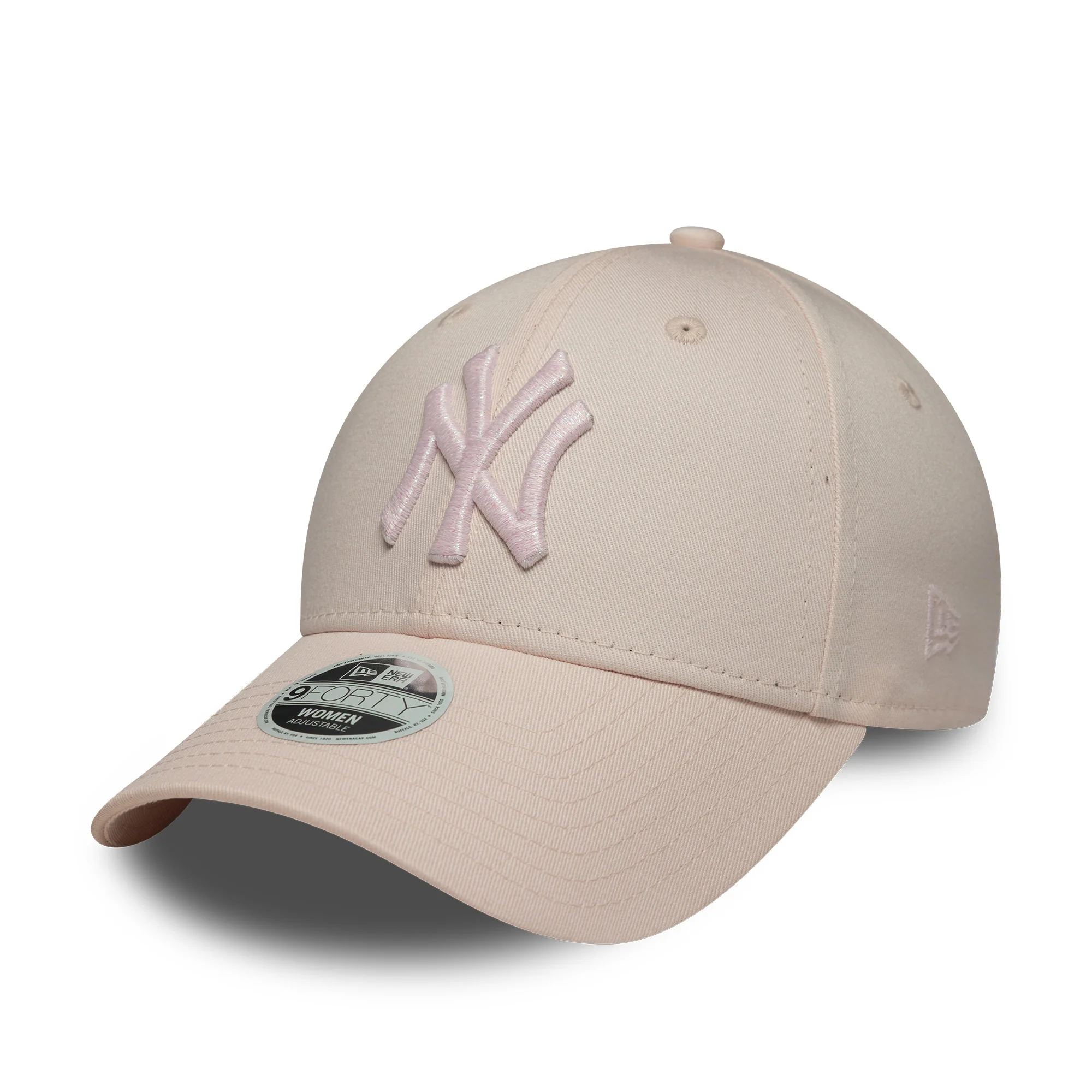 New York Yankees Womens MLB Metallic Logo Pastel Pink 9FORTY Cap - Image 5
