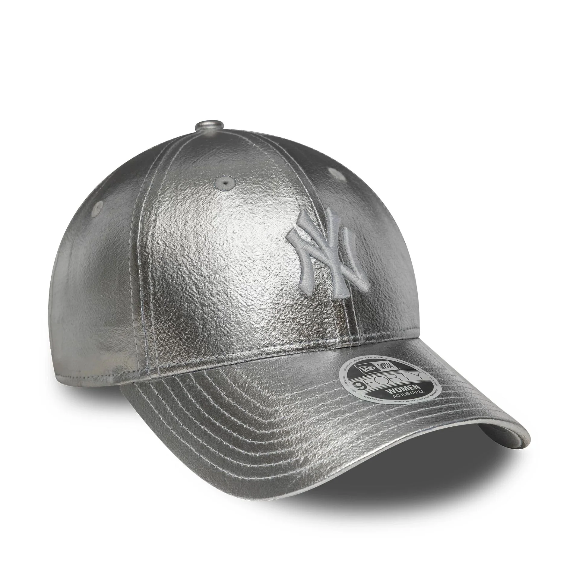 New York Yankees Womens MLB Metallic Silver 9FORTY Adjustable Cap - Image 2