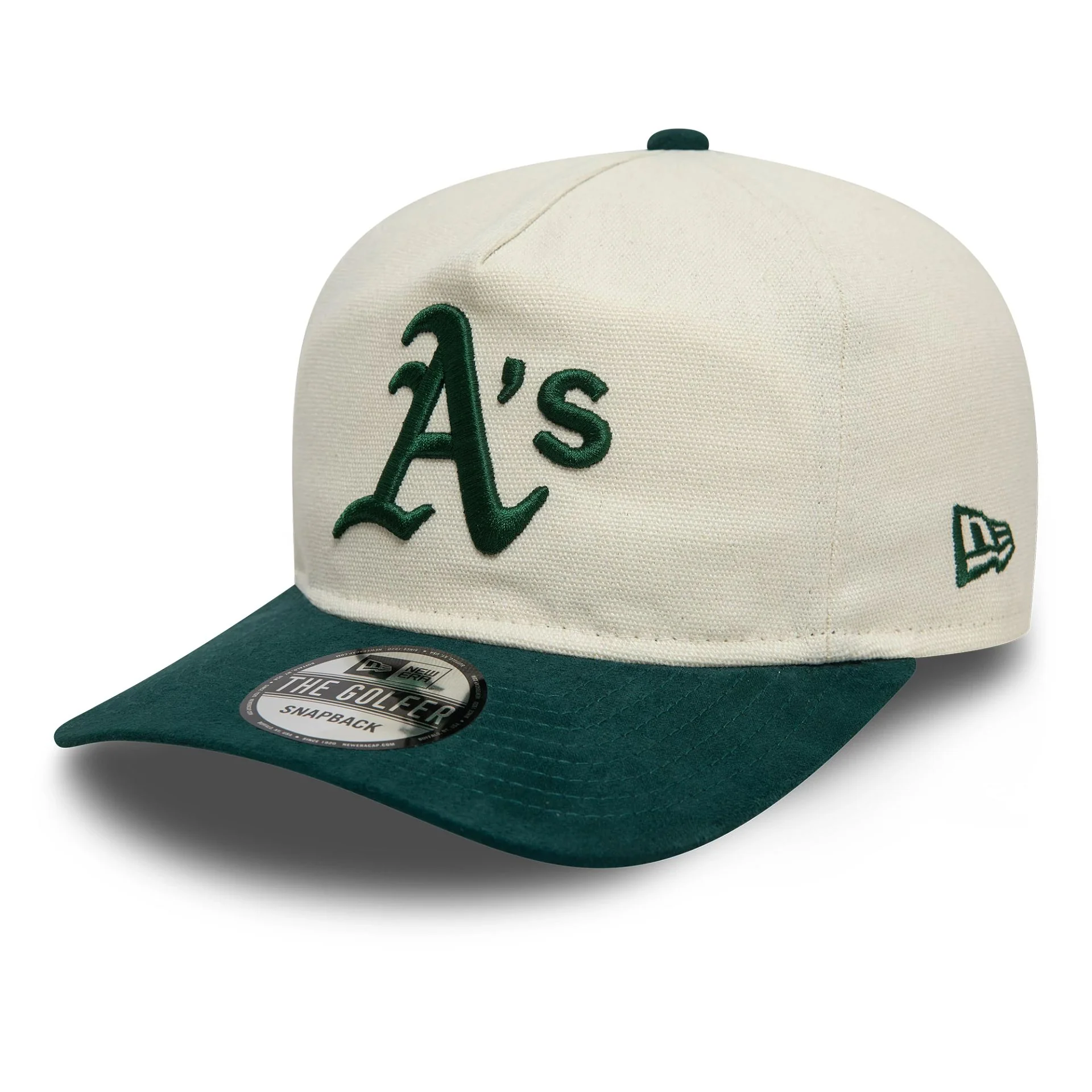 Oakland Athletics Script Precurved Cream Golfer Adjustable Cap - Image 3