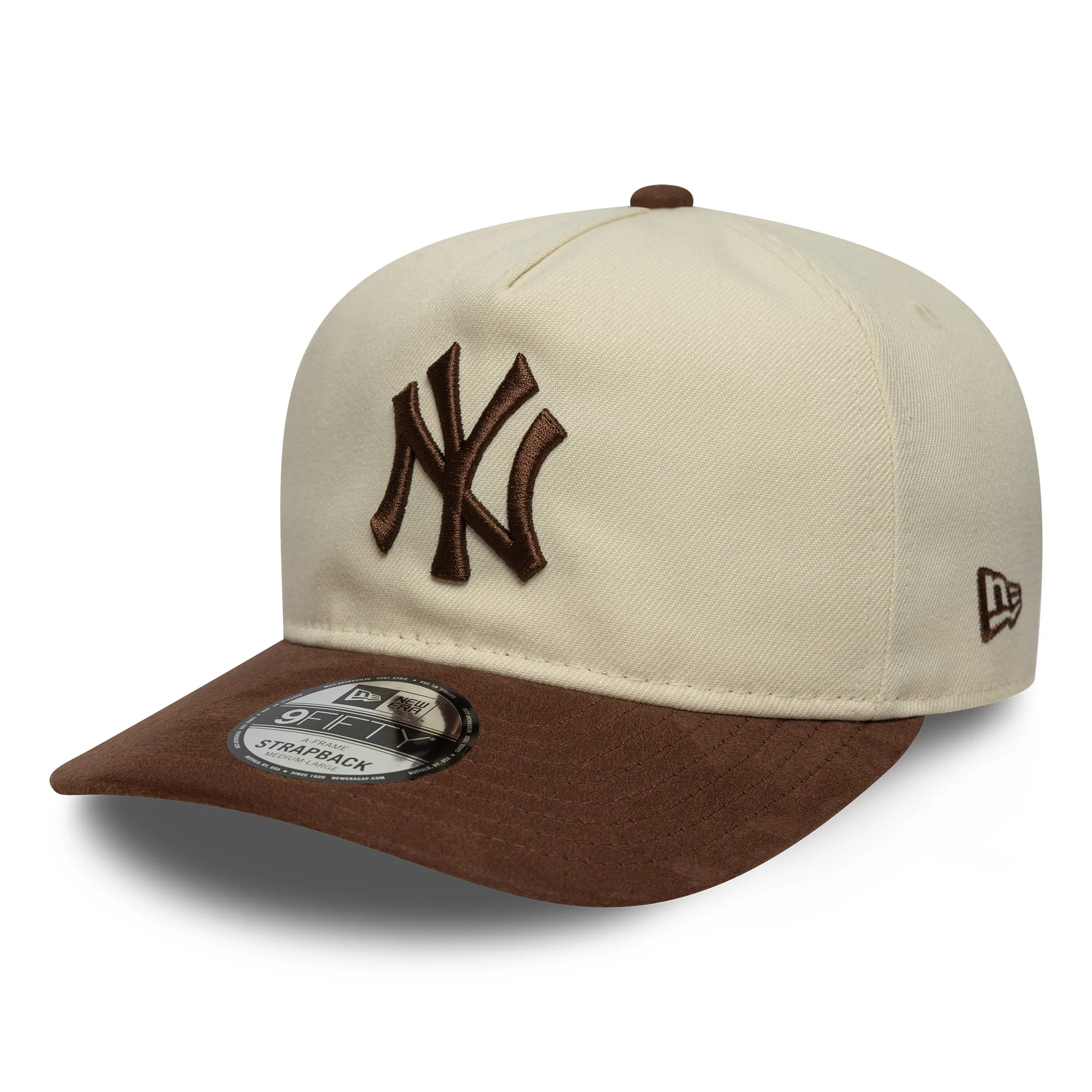 Yankees MLB Suede Visor Light Beige 9FIFTY A-Frame Snapback Cap - Image 6